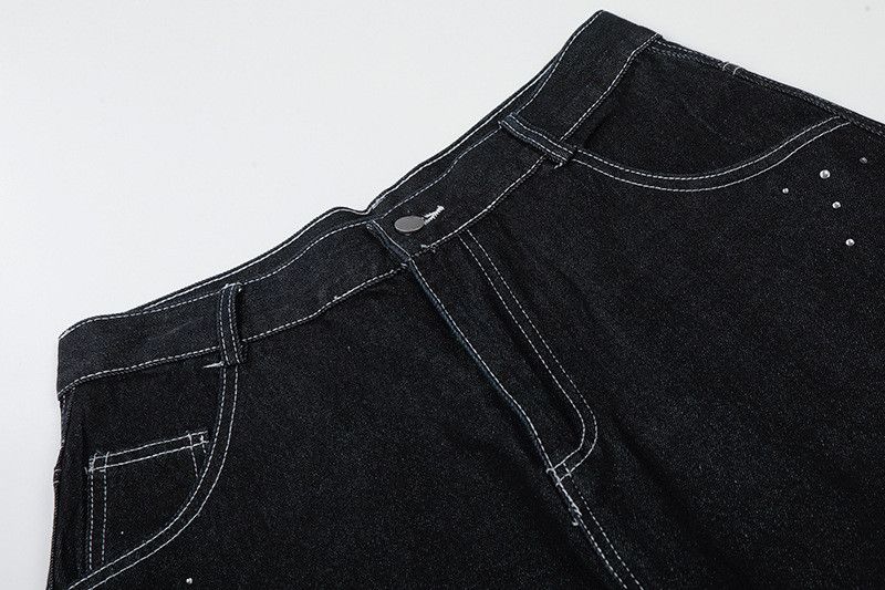 Japanese Brand Retro rhinestone washed distressed straight denim shorts Size US 32 / EU 48 - 3 Thumbnail