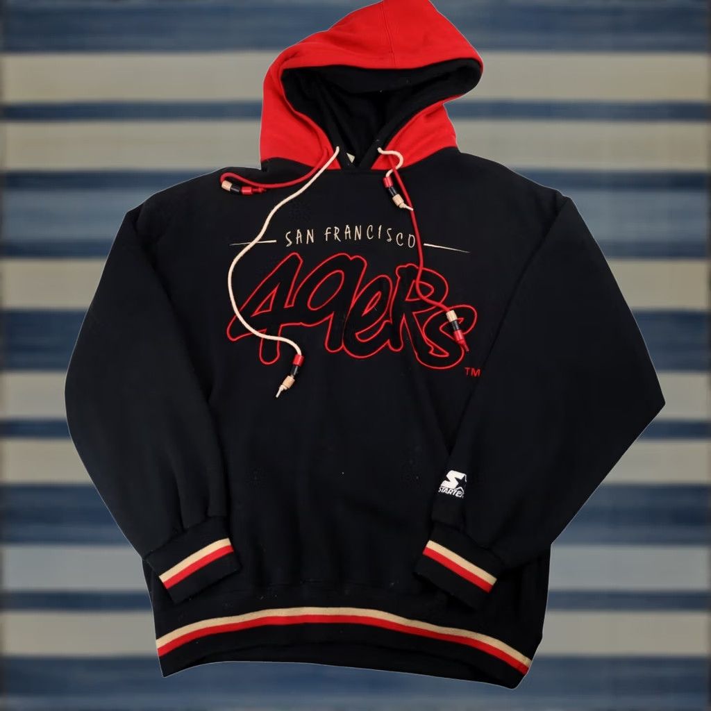 Starter VINTAGE 90s Starter San Francisco 49ers Hoodie Mens Large Double Hood Black Size US L / EU 52-54 / 3 - 1 Thumbnail