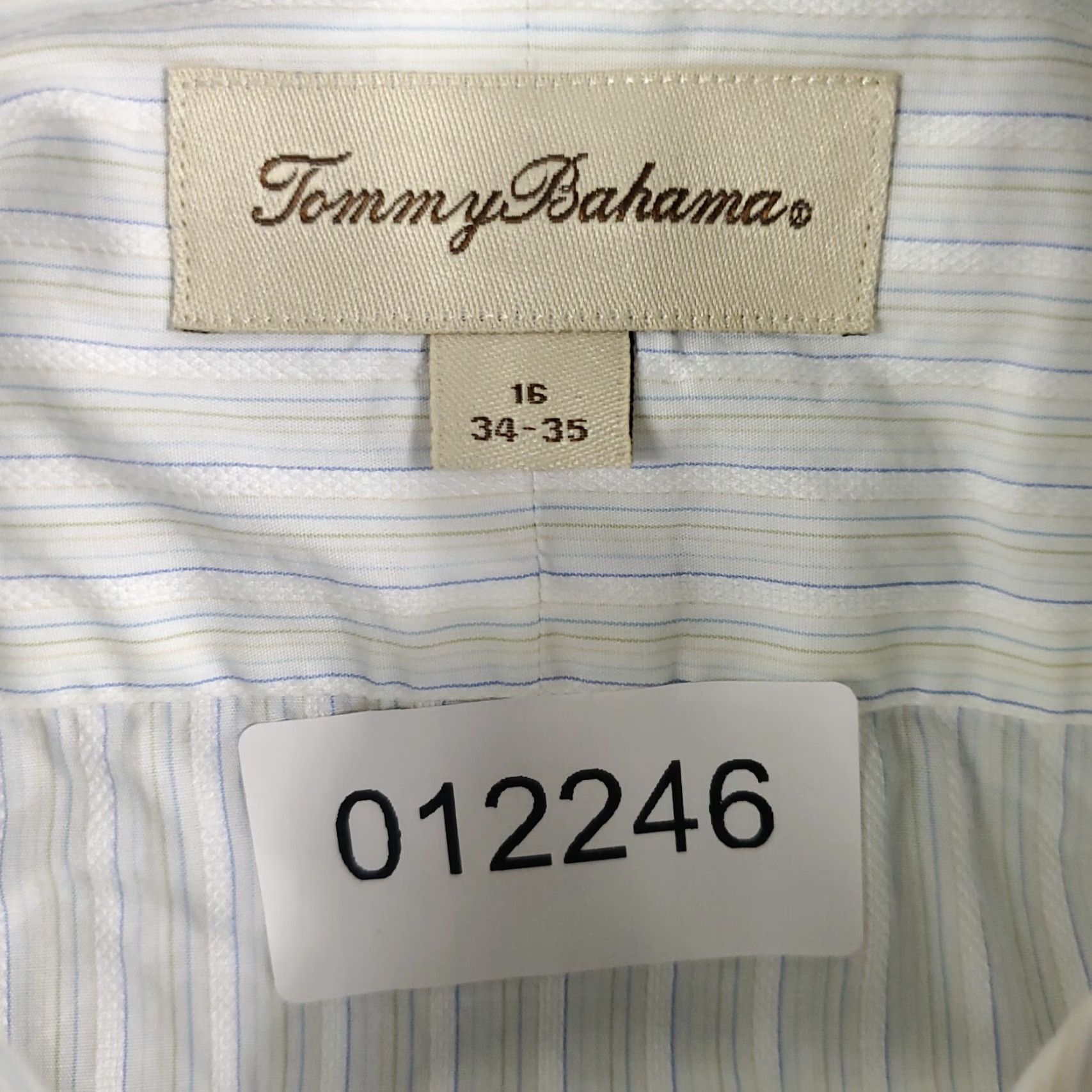 Tommy Bahama VINTAGE Tommy Bahama Dress Shirt Shirt 16 Regular White/Blue Striped 100% Cotton Mens Size 42R - 6 Thumbnail