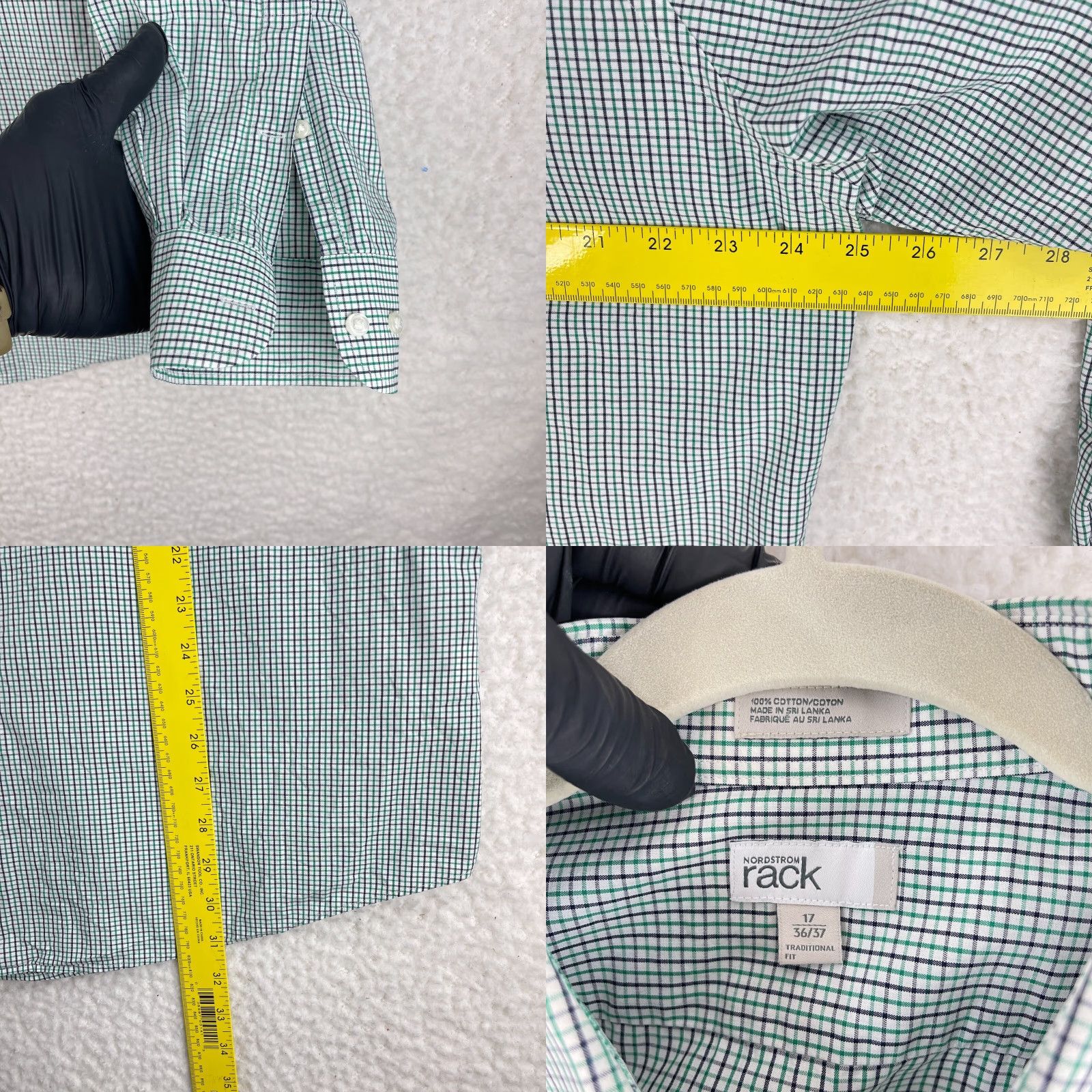 Nordstrom Nordstrom Nordstrom Rack Green Plaid Button-Down Dress Shirt Mens XL 17" Neck Long Sleeve Cotton 50" Chest Daddy Classic Shirt Size 46R - 8 Thumbnail