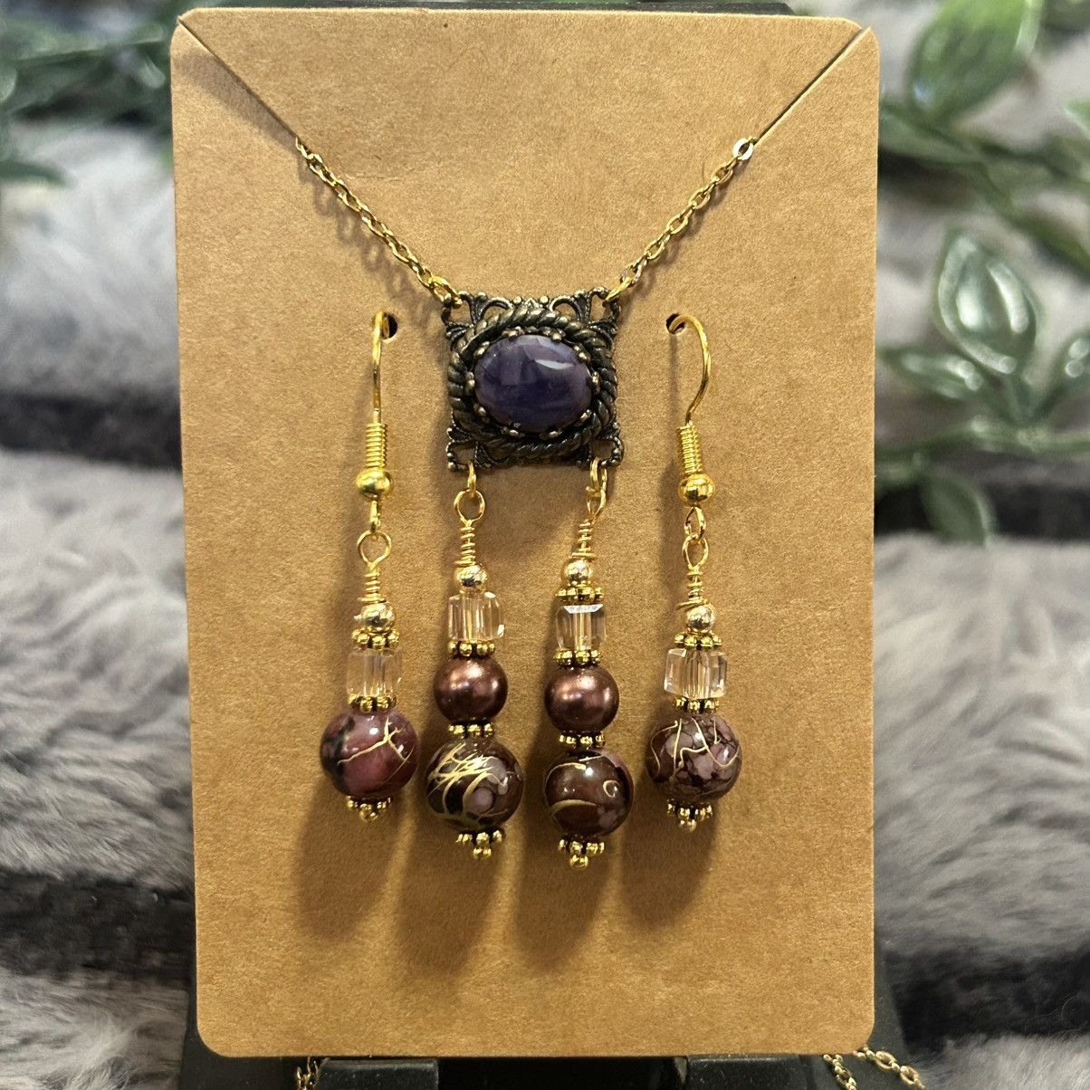 Handmade Handcrafted elegant vintage dogtooth glass necklace set Size ONE SIZE - 2 Thumbnail