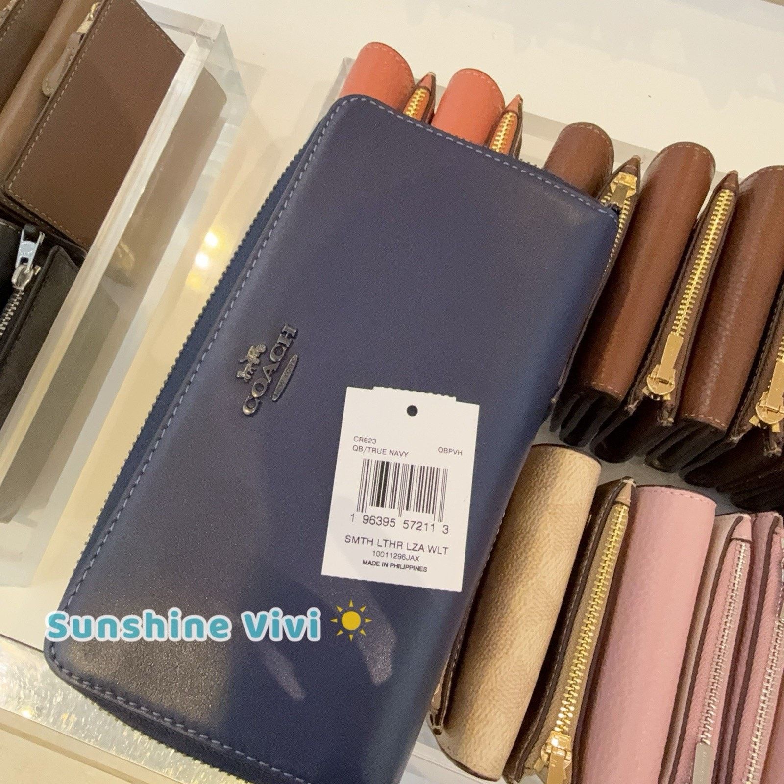 Coach NWT Coach Long Zip Wallet Calf Leather CR623 True Navy Size ONE SIZE - 4 Thumbnail