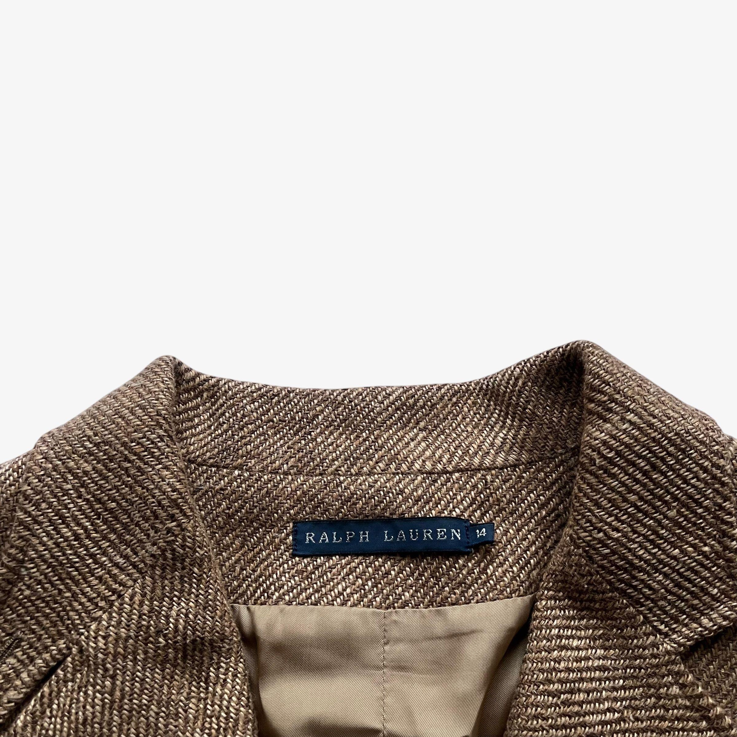 Ralph Lauren Vintage Y2K Women's Ralph Lauren Brown Linen And Wool Blazer Size L / US 10 / IT 46 - 2 Thumbnail