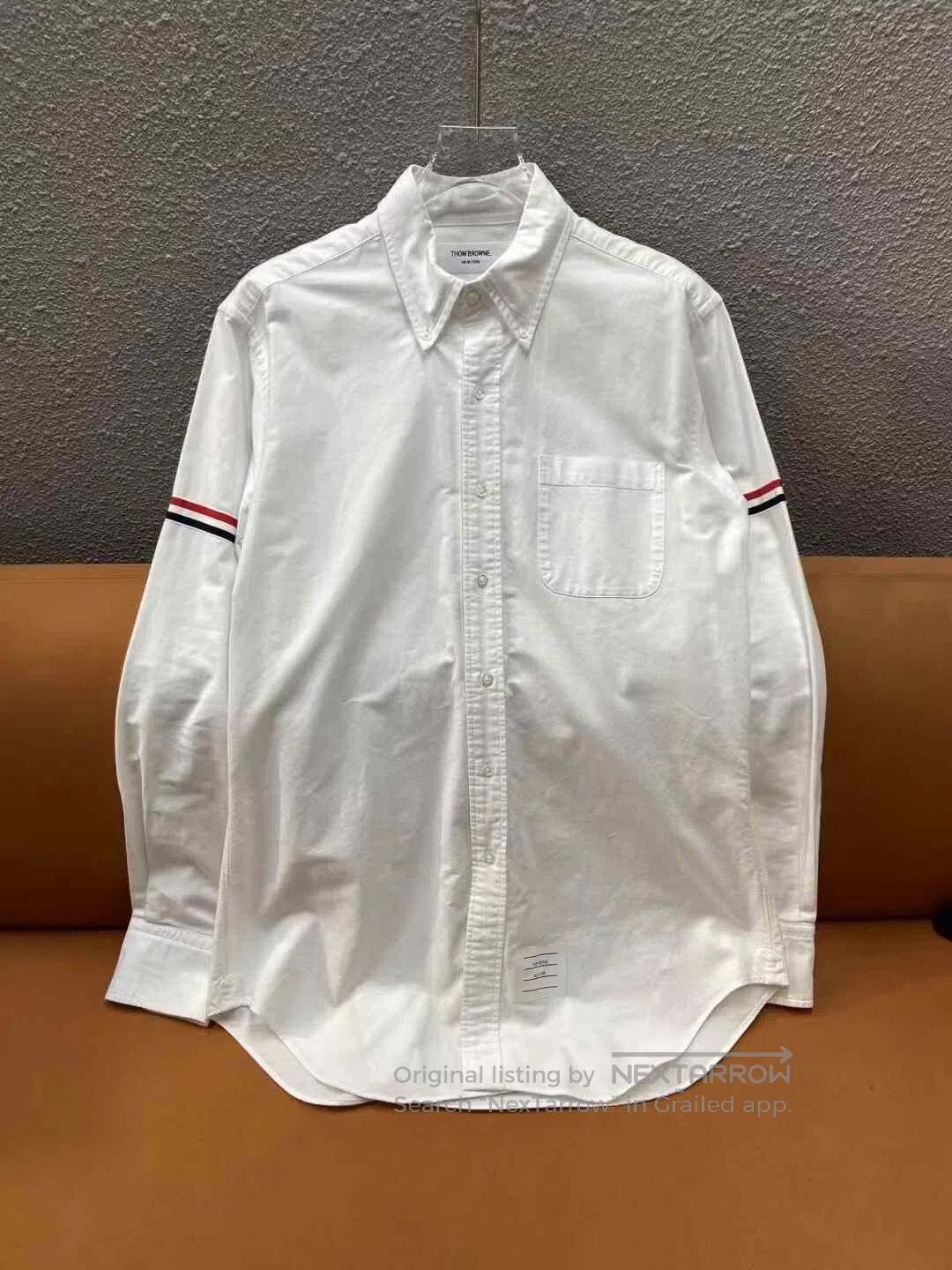 Thom Browne Thom Browne White Classic Armband Stripe Shirt. Size US XL / EU 56 / 4 - 1 Thumbnail