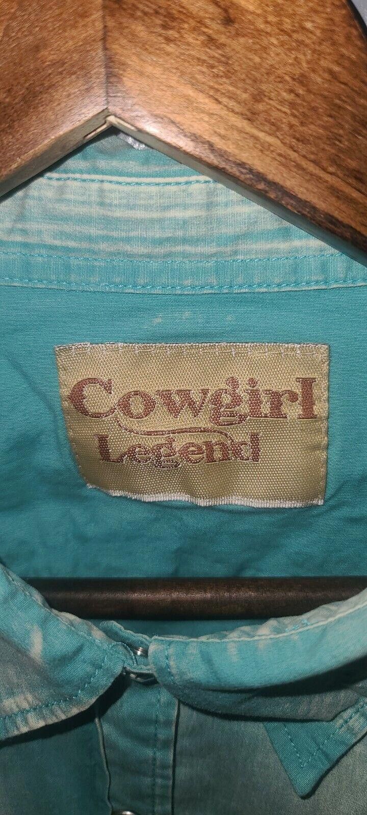 Designer Cowgirl Legend Vtg Western Rhinestone Teal Fade Large Size L / US 10 / IT 46 - 4 Thumbnail