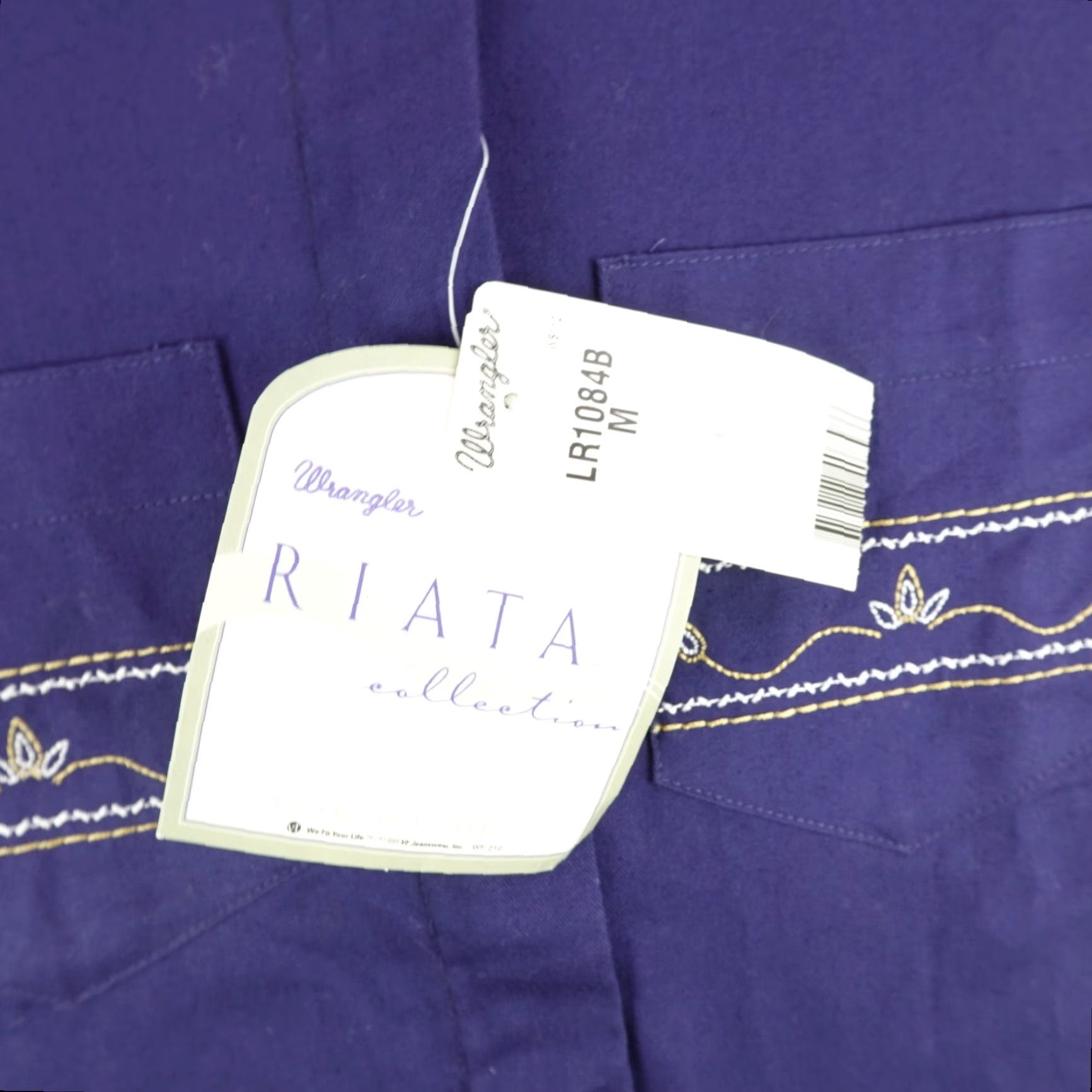 Wrangler VINTAGE Wrangler Shirt Womens Medium Blue Western Zip Front Top Riata Embroidered NEW Size M / US 6-8 / IT 42-44 - 5 Thumbnail