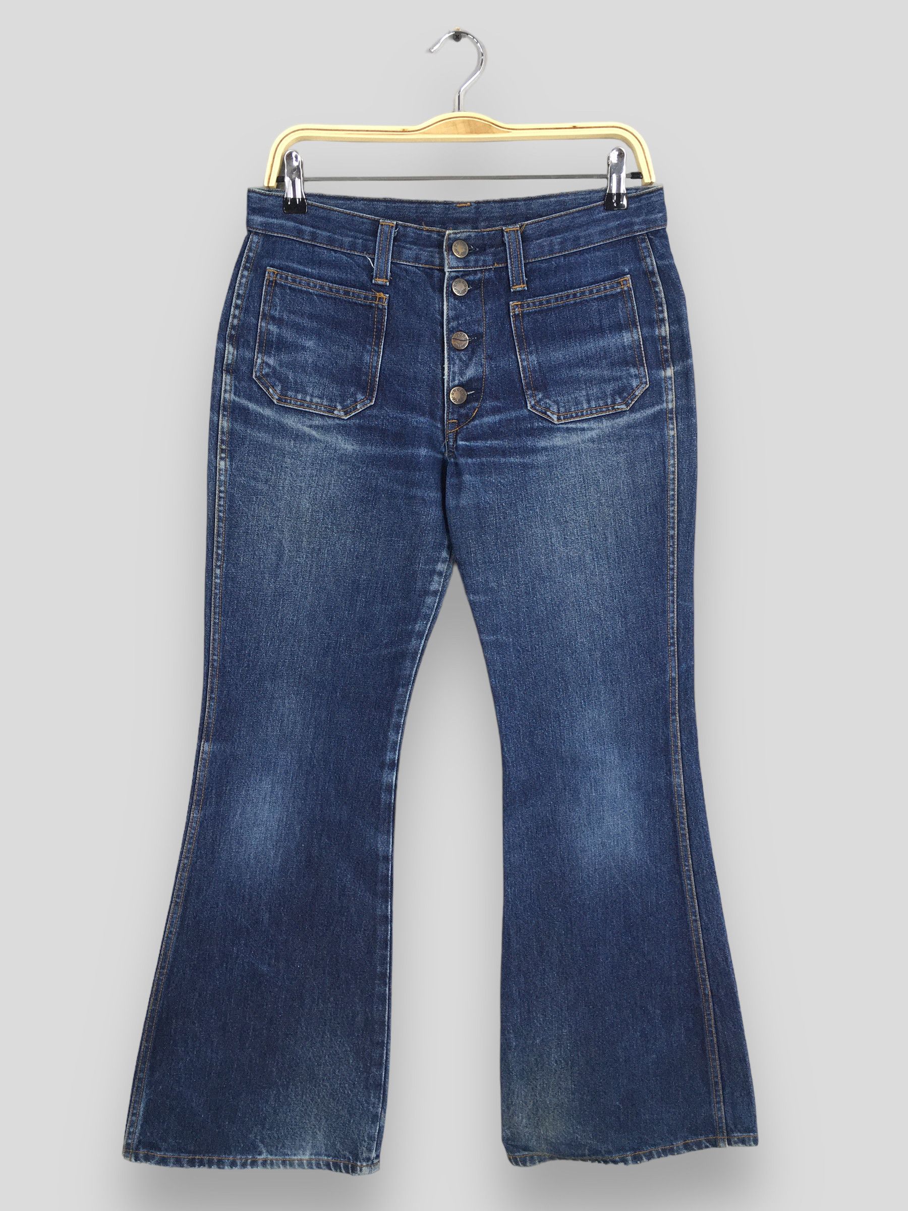 Size 30x29 Blue Way Japan Faded Wide Leg Flared Jeans
