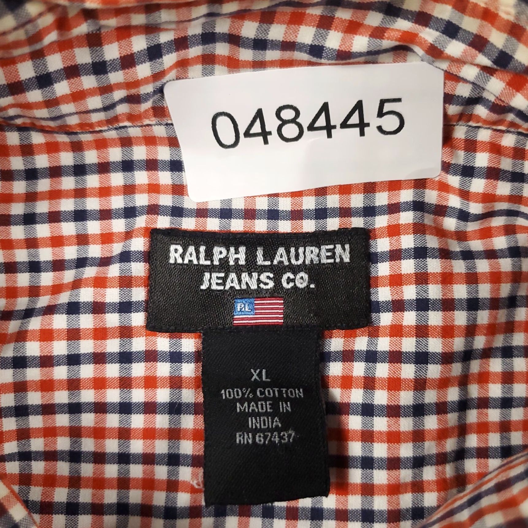 Ralph Lauren Ralph Lauren Shirt Mens XL Orange Blue Check Casual Button-Up Short Sleeve Size US XL / EU 56 / 4 - 7 Thumbnail