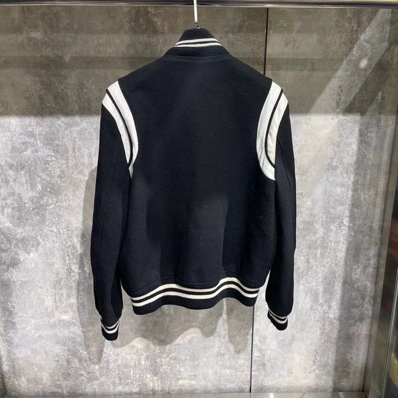 Saint Laurent Paris Saint Laurent Paris Black and White Baseball Jacket with P Size US M / EU 48-50 / 2 - 2 Thumbnail