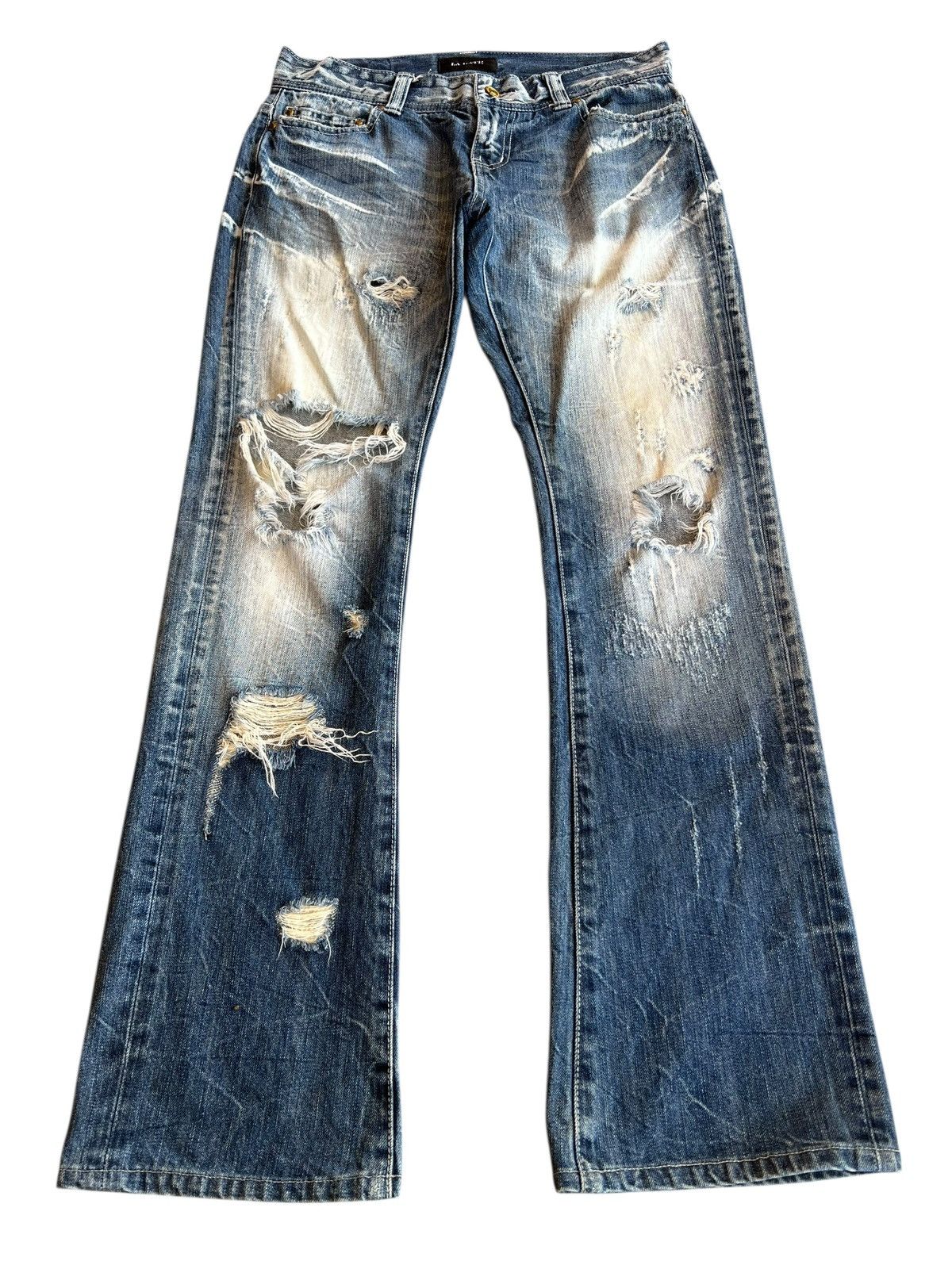 Japanese Brand Vintage La Gate Distressed Flare Low Rise Jean Size US 30 / EU 46 - 1 Thumbnail
