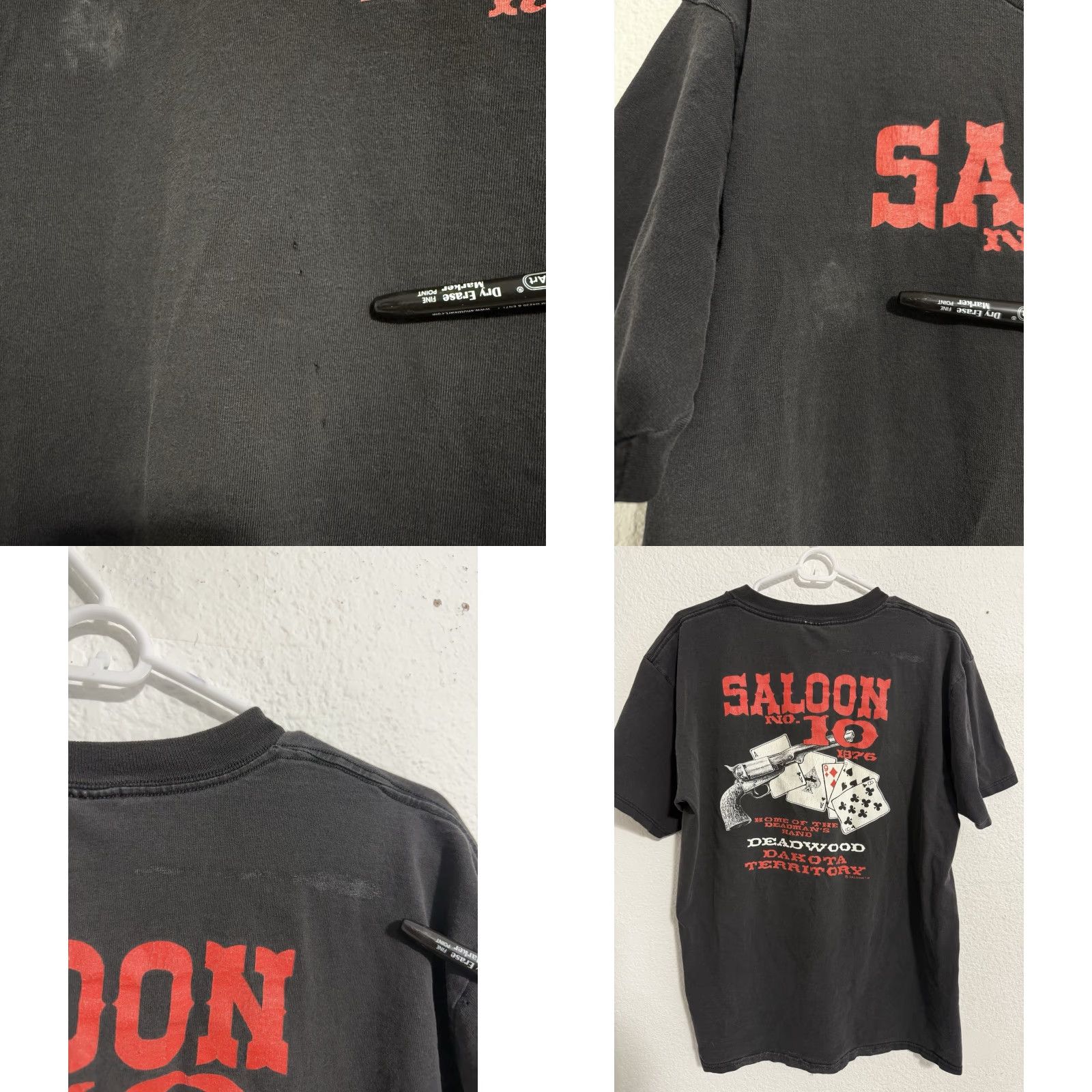 Deadwood VINTAGE Saloon 10 Deadwood Shirt Biker Motorcycle Black Cards Revolver Dakota S Shirt Men S Black Western Vintage Size US S / EU 44-46 / 1 - 8 Thumbnail