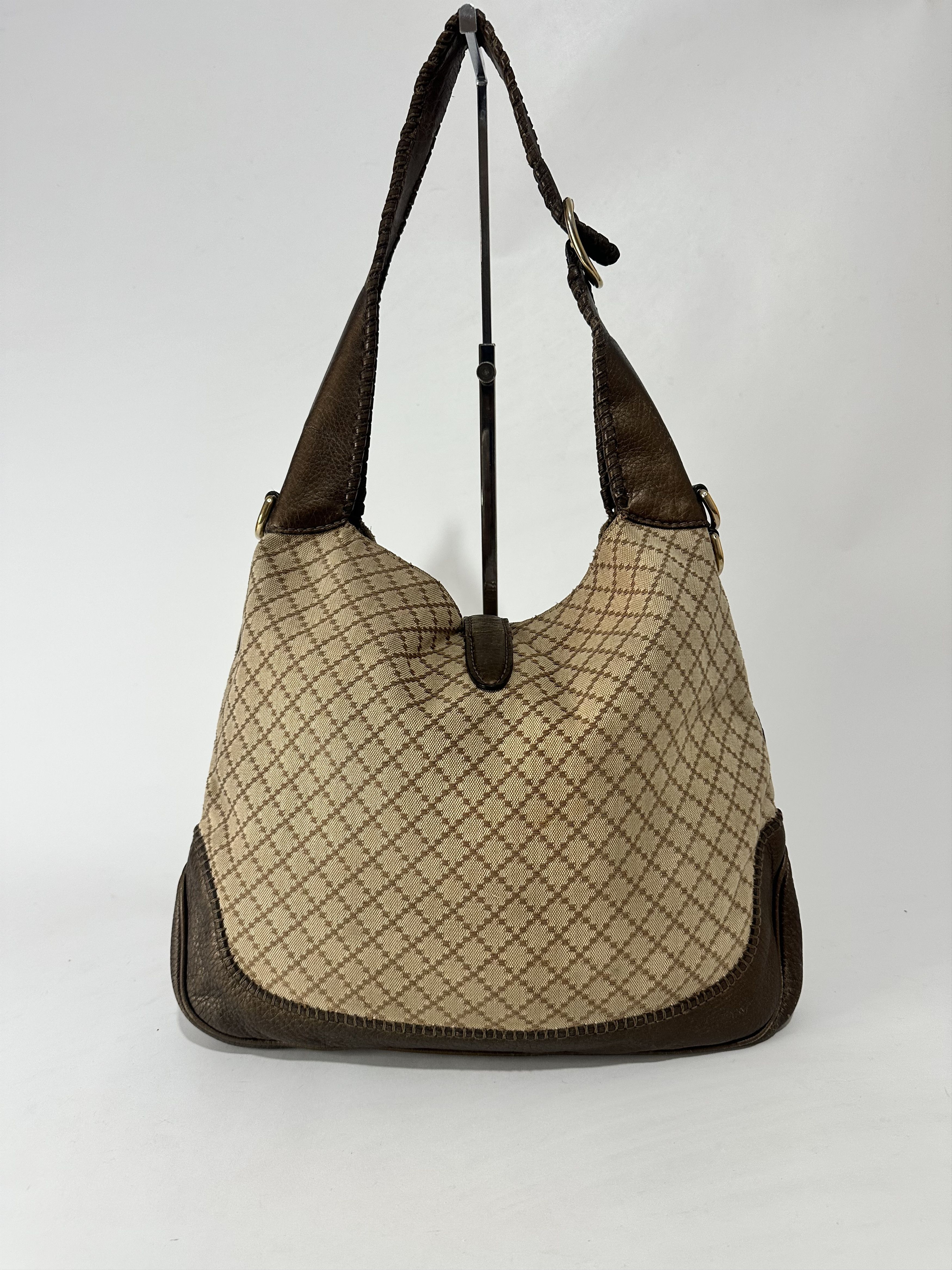 Gucci Gucci Brown/Beige Diamante Canvas New Jackie Shoulder Bag Size ONE SIZE - 3 Thumbnail