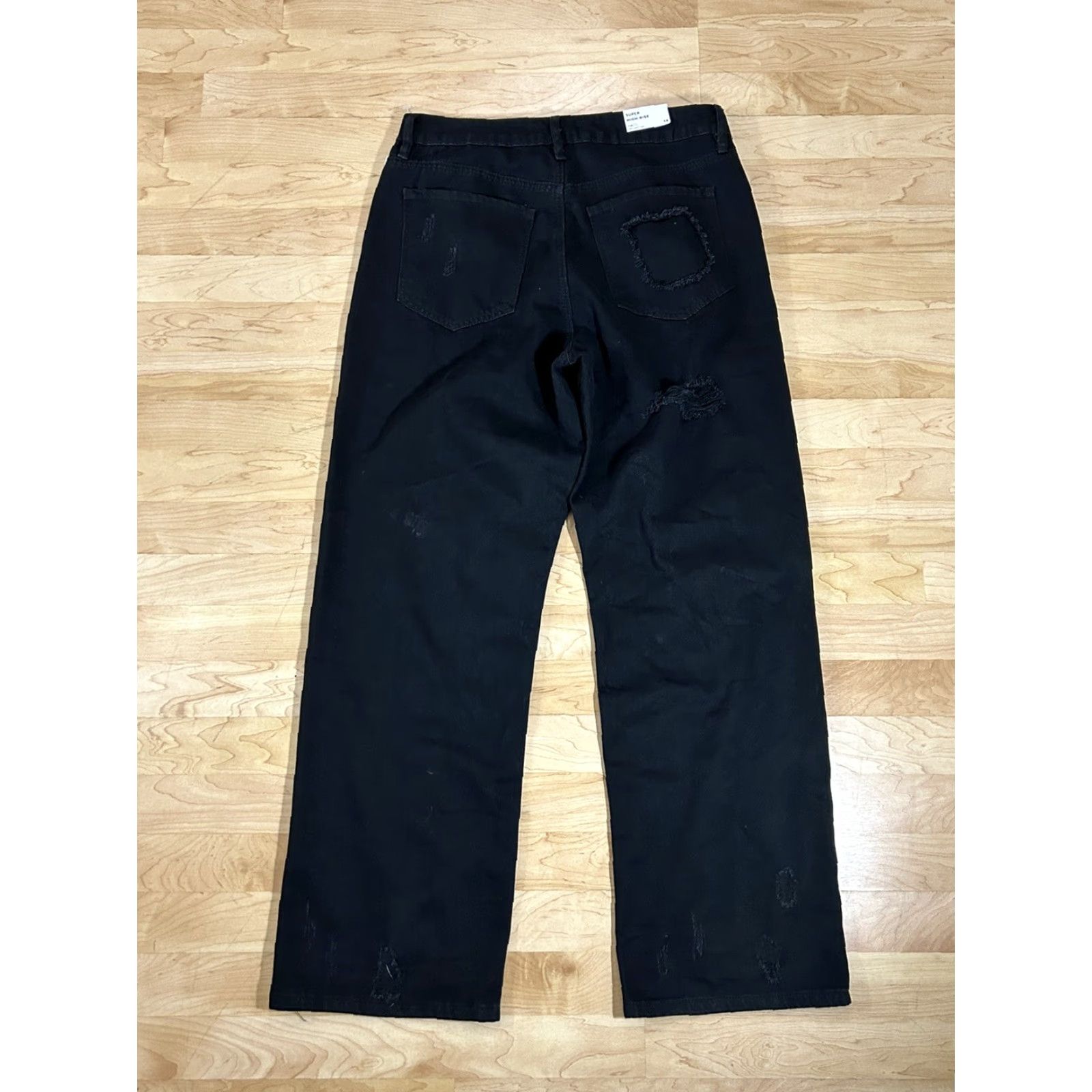Vintage Rue 21 Jeans Straight Black High Rise 14 Regular Women Distressed Style: Straight, Zip Closure, Denim, Cotton Polyester Size 36" / US 14 / IT 50 - 2 Thumbnail