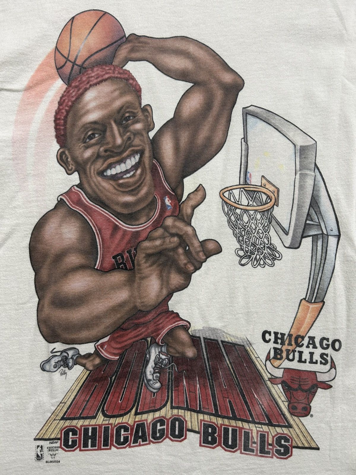Vintage Vintage 90s Dennis Rodman Chicago Bulls Caricature Tee Salem Size US XL / EU 56 / 4 - 2 Thumbnail