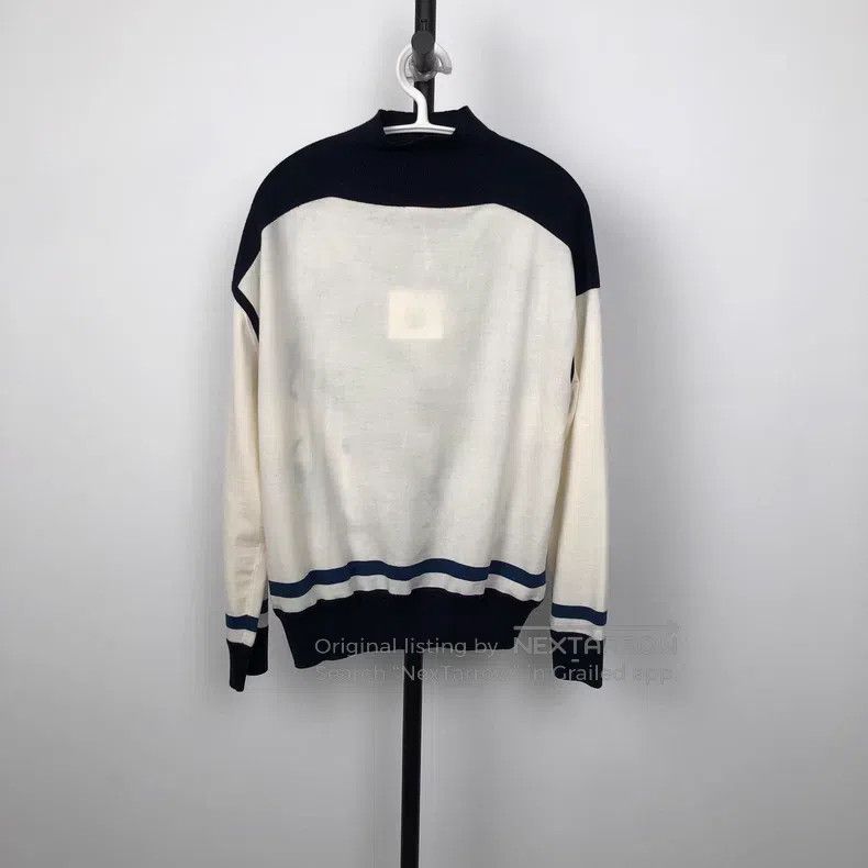 Hermes Hermes Silk Knit Two-Faced Top, White with Blue Size XS / US 0-2 / IT 36-38 - 2 Thumbnail