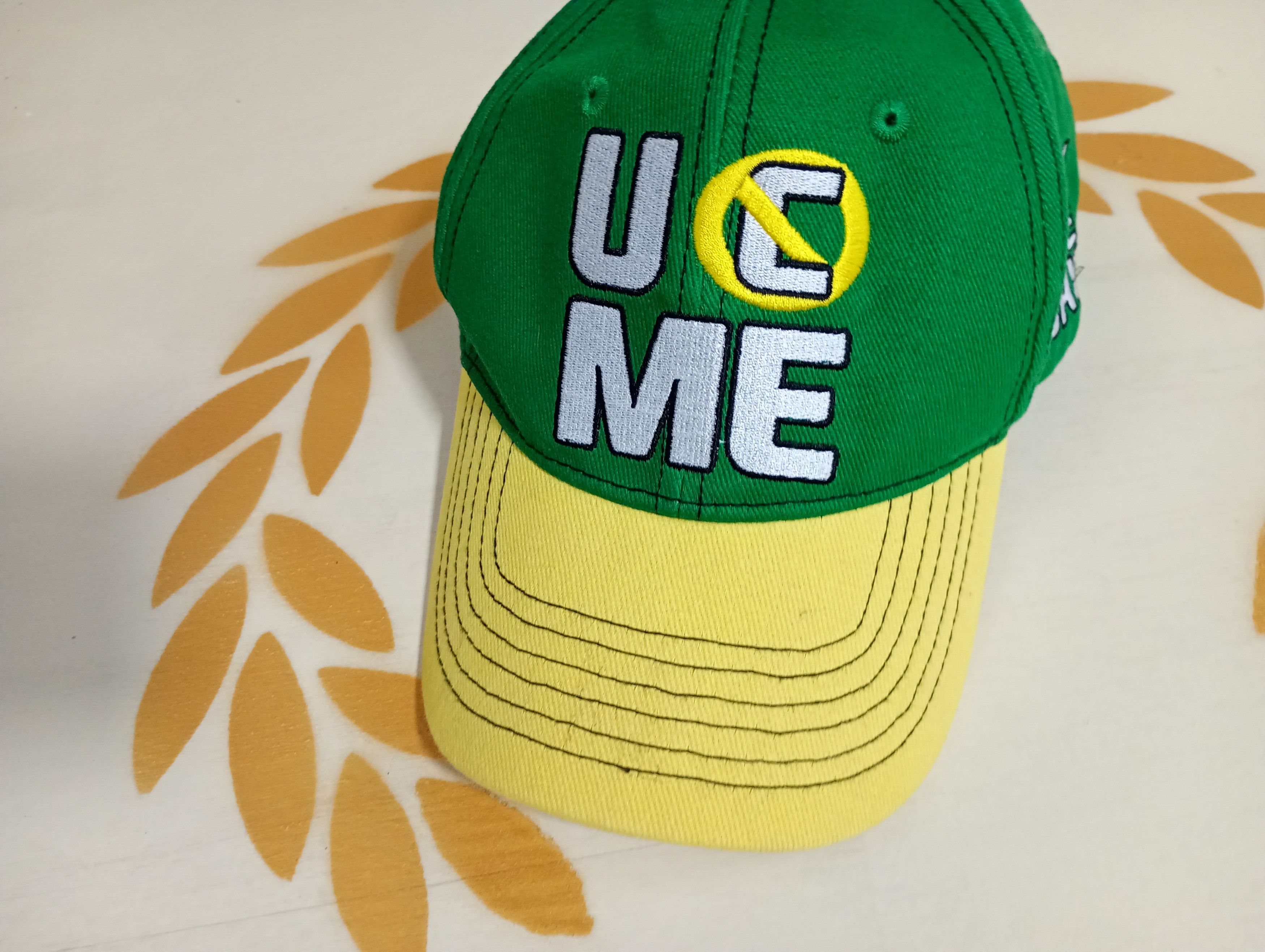 WWE John Cena U Can’t See Me Hat WWE Green Yellow Adjustable Cap Size ONE SIZE - 4 Thumbnail