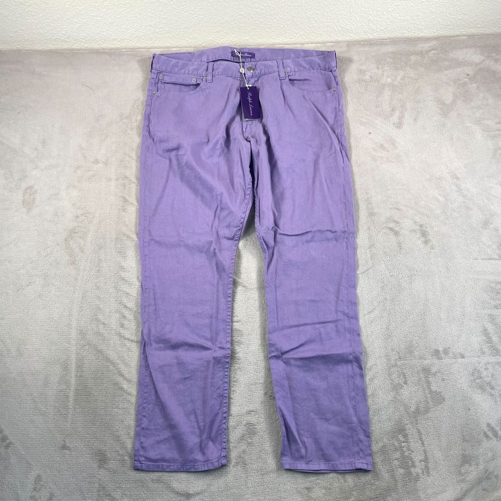 Ralph Lauren Ralph Lauren Purple Label Jeans Men 40x32 Slim Fit Linen Blend Purple NWT 5-Pocket Denim < 40-32> Stretch Logo Straight Size US 40 / EU 56 - 3 Thumbnail