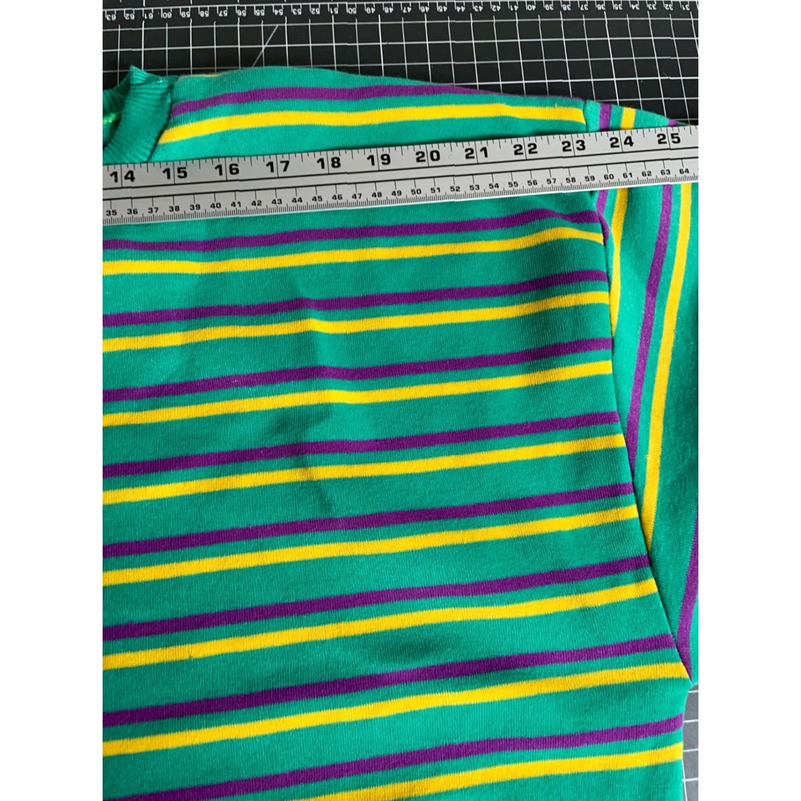 Vintage VINTAGE 90s Striped Pattern Sweatshirt Upper Level Men Green Purple Yellow Crewneck Pockets Large Shirt Pullover Size US L / EU 52-54 / 3 - 7 Thumbnail
