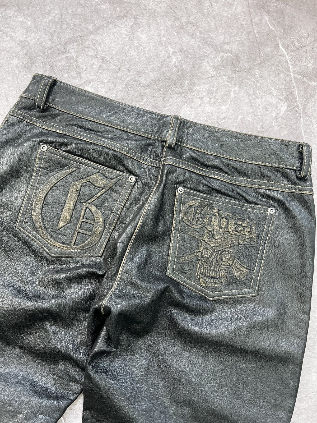 14th Addiction × Vintage VINTAGE zipper 14thaddiction style moto leather 90s pants Size US 30 / EU 46 - 14 Thumbnail