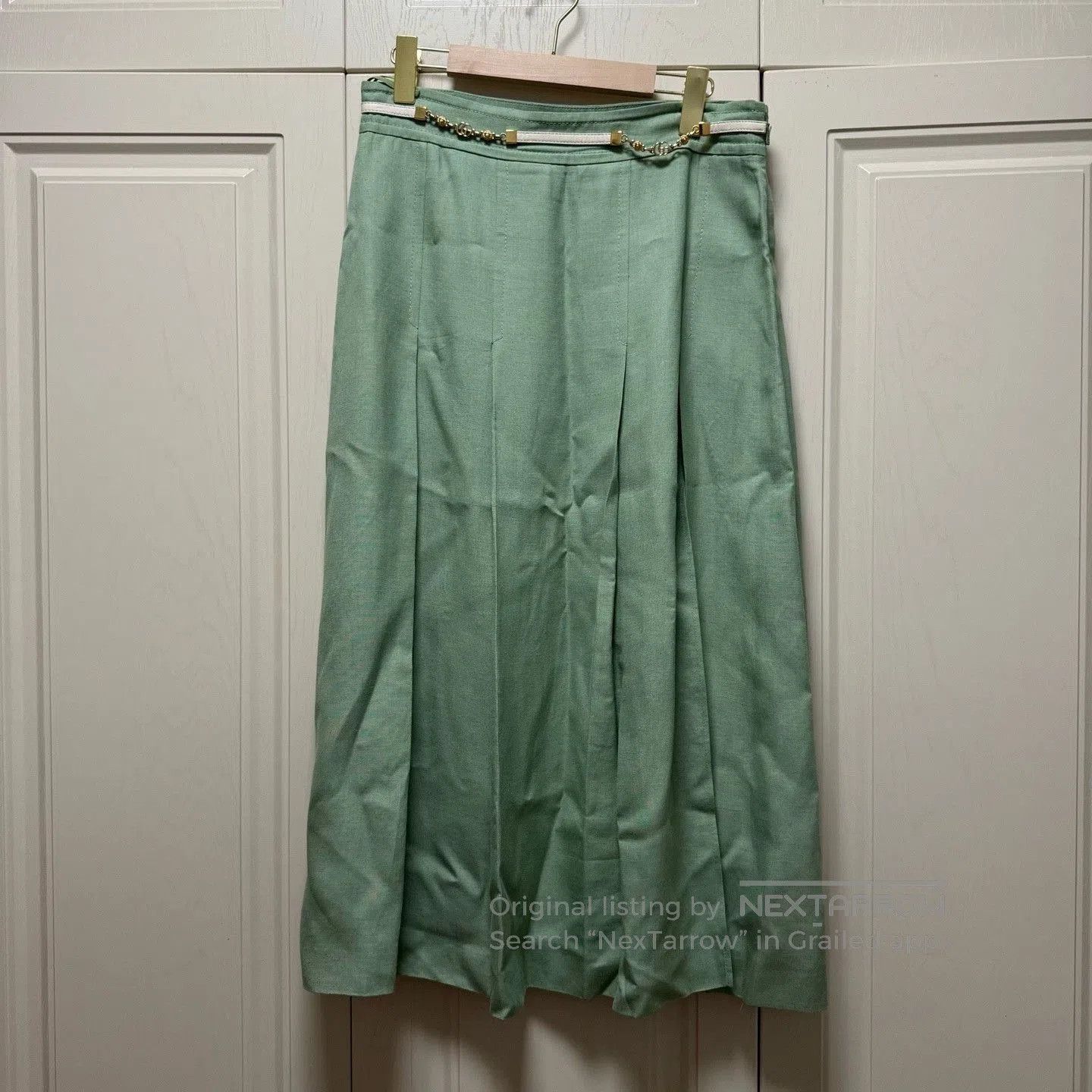 Gucci Gucci Green Horsebit Leather Patch Slit Skirt. Size 31" - 1 Thumbnail