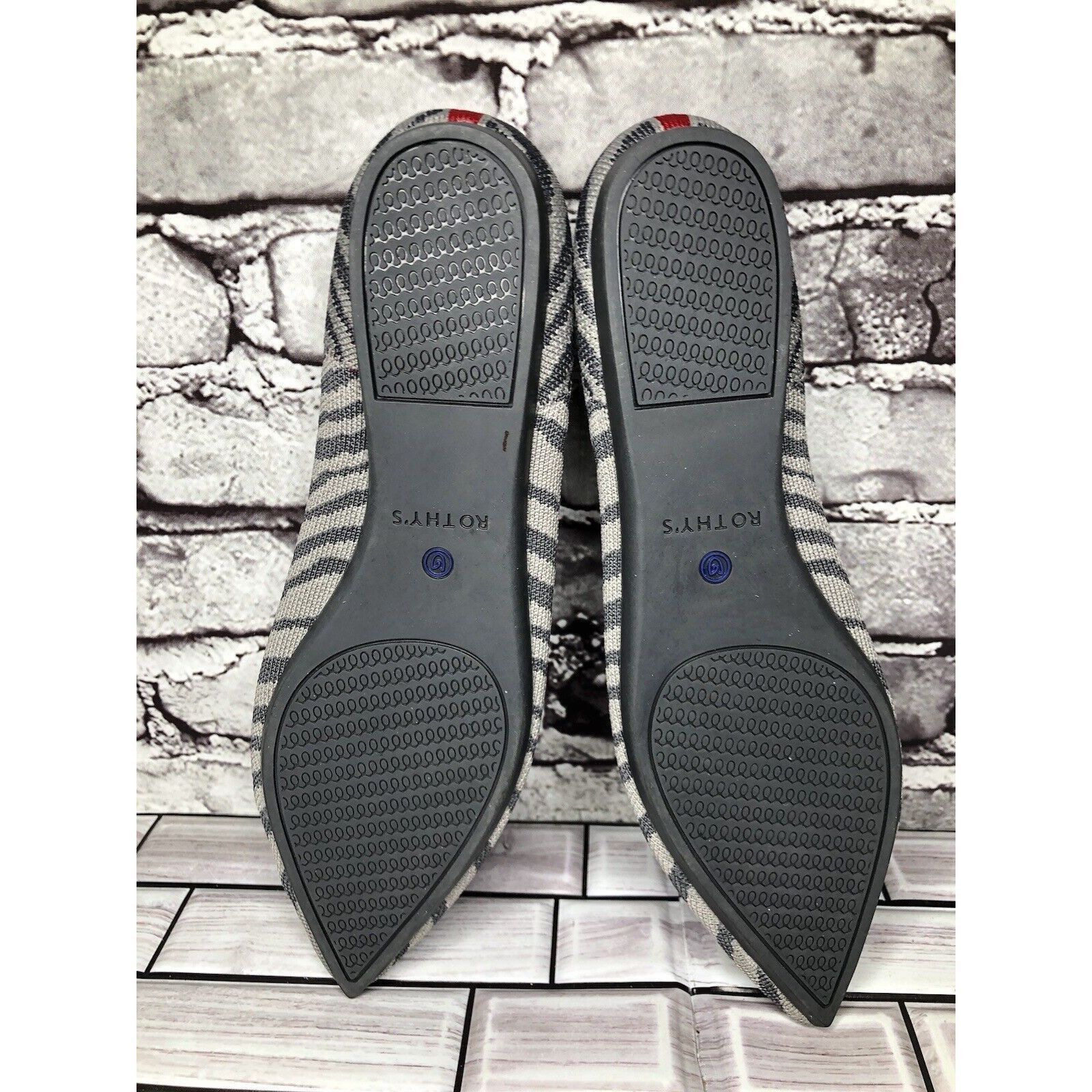 Other Rothy’s The Point Retired Grey Zebra Fabric Stripe Flats Wom Size US 9.5 / IT 39.5 - 7 Thumbnail