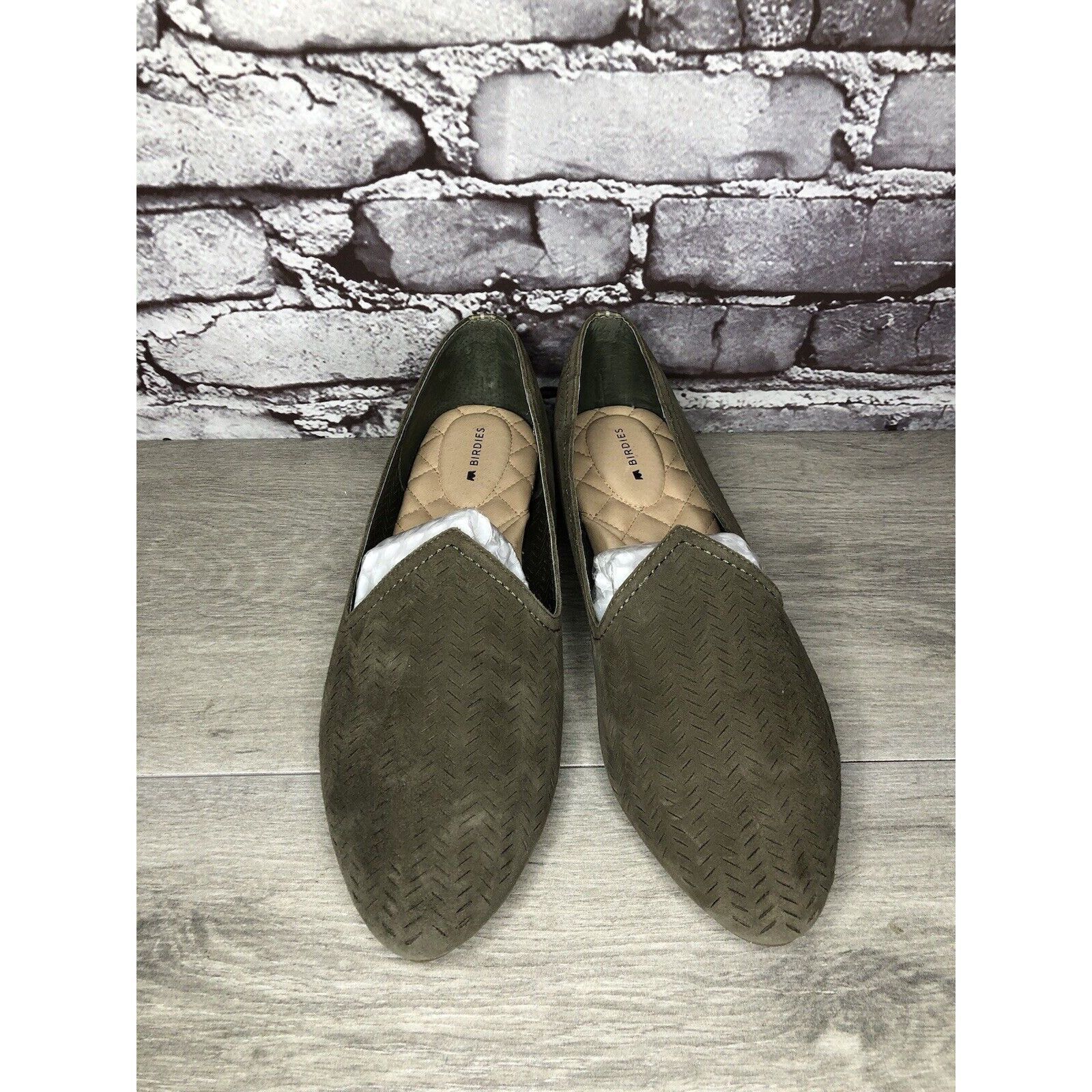 Sun Buddies Birdies Olive Green Suede Leather Comfort Loafer Flats Women Size US 10 / IT 40 - 18 Thumbnail