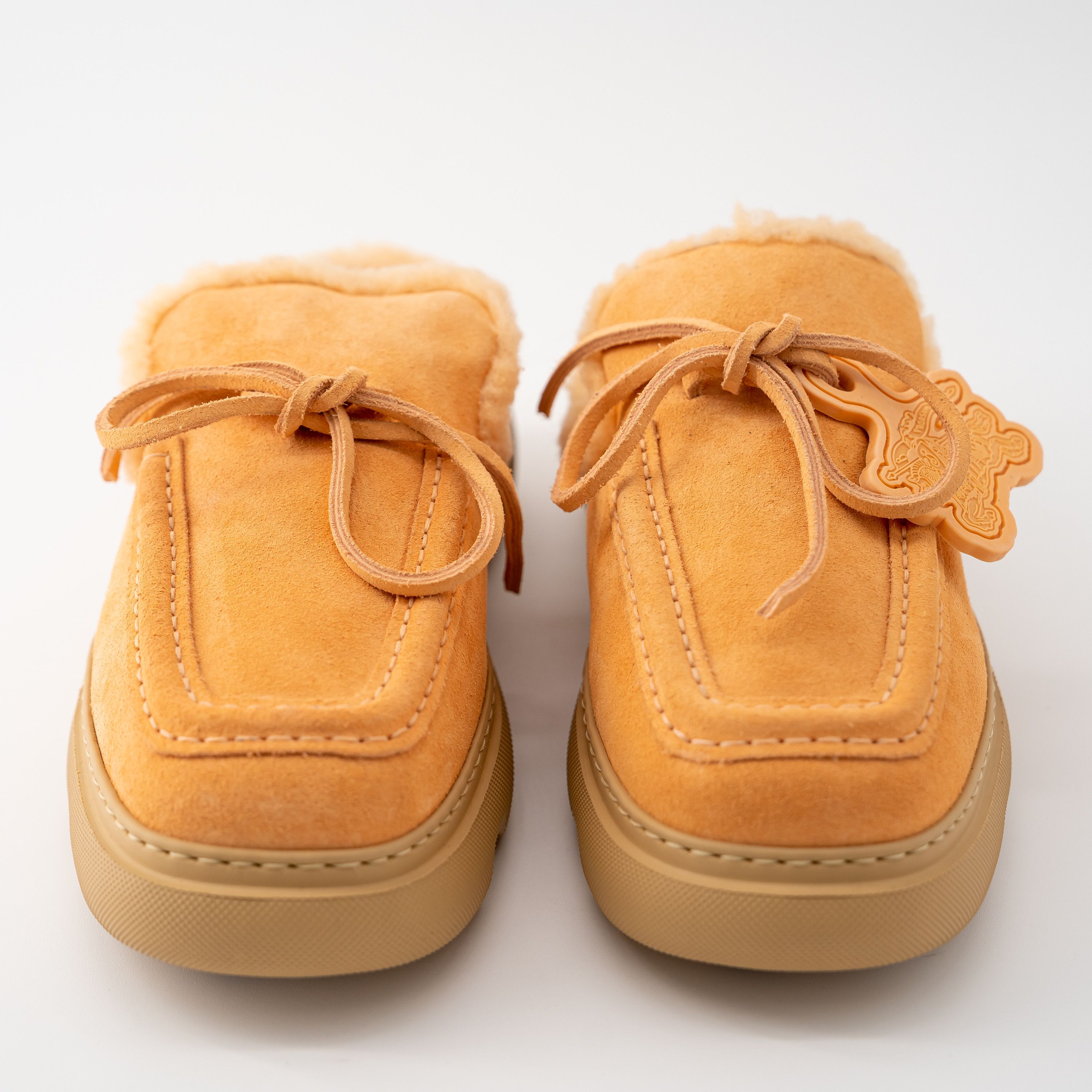 Burberry size 6.5us Burberry Stony fur lined suede mules peach orange Size US 6.5 / IT 36.5 - 2 Thumbnail
