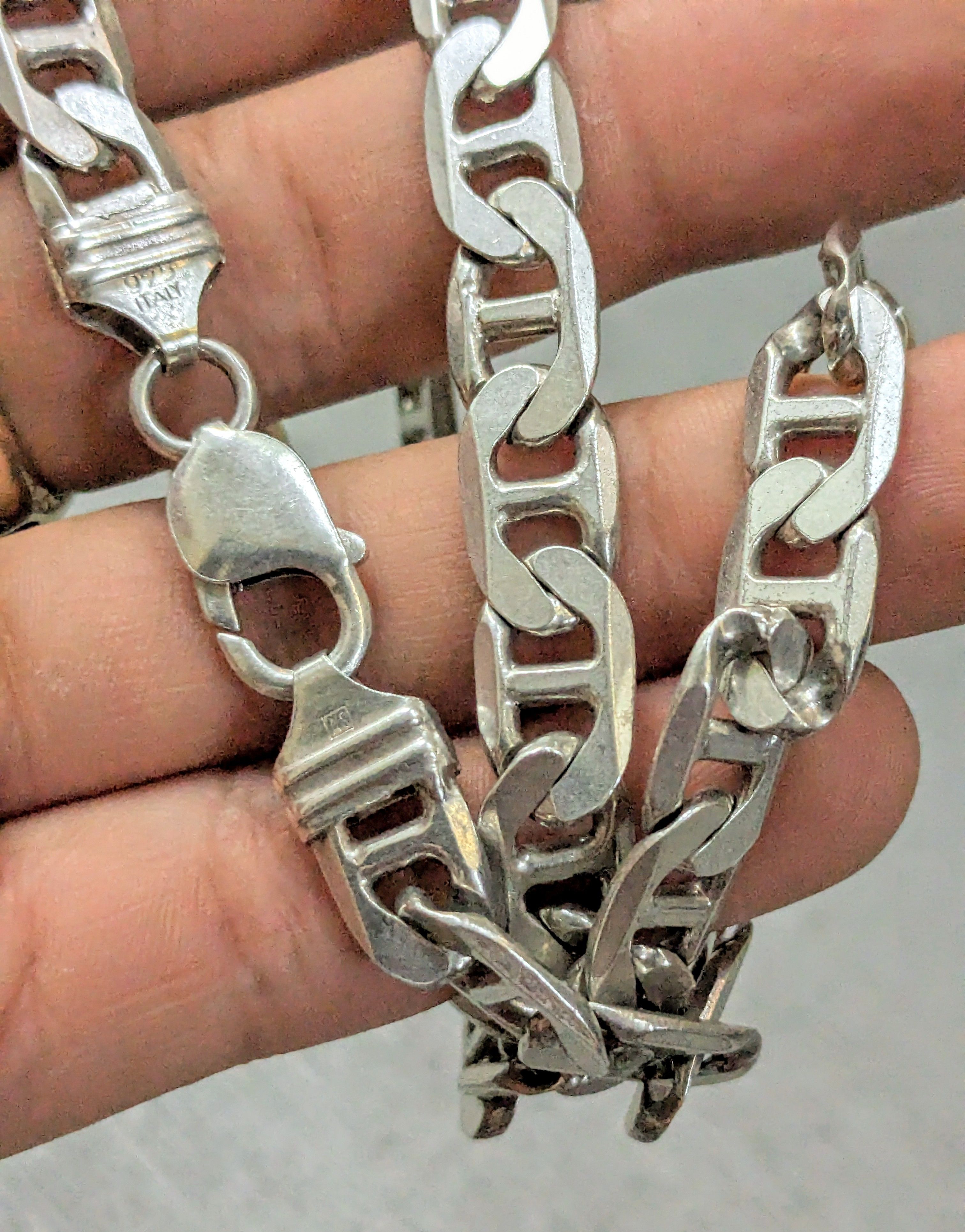 Jewelry Vintage Sterling Silver Necklace Mariner Anchor 22" Chunky Size ONE SIZE - 17 Thumbnail