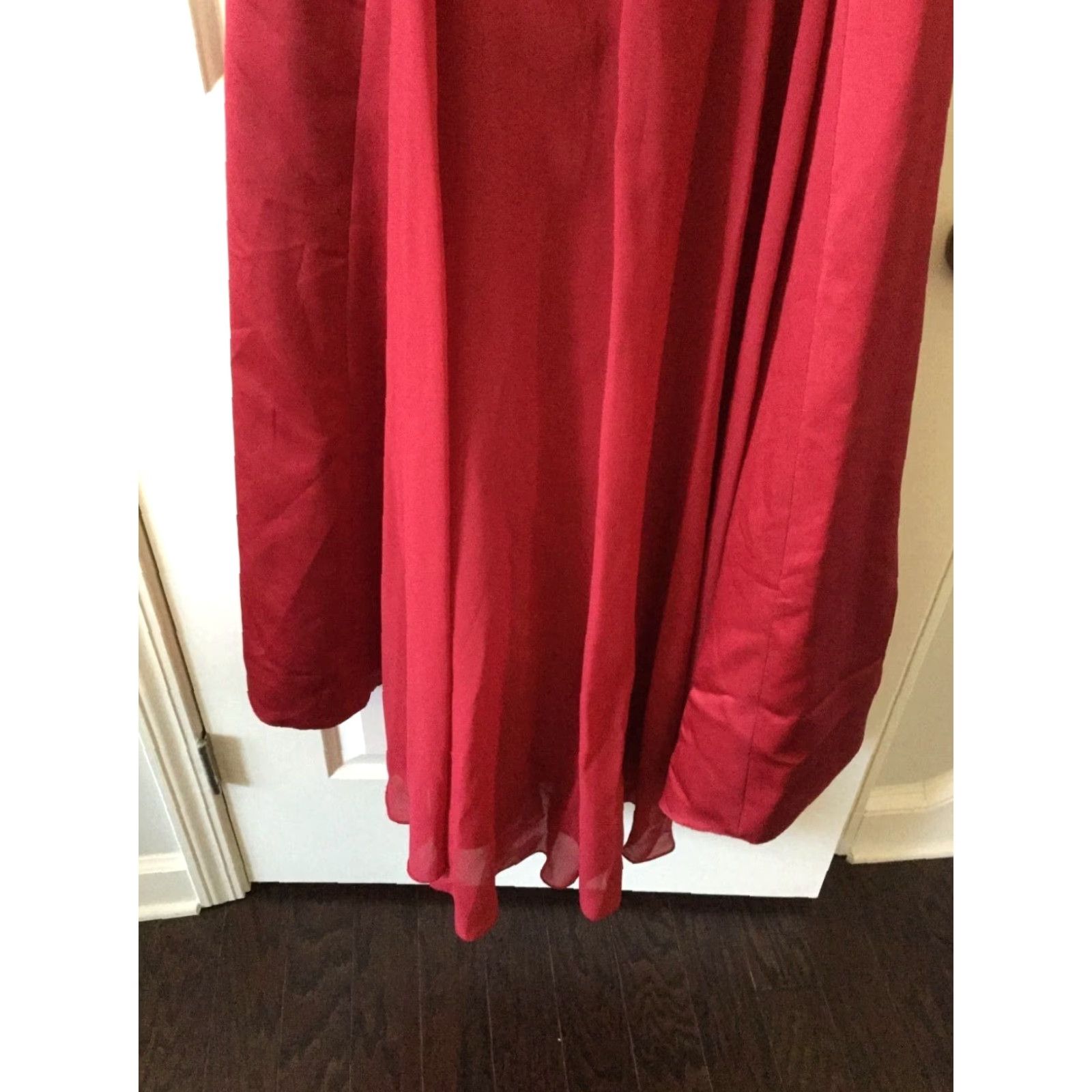 Vintage David's Bridal Bridesmaid Red Evening Dress Strapless Size 4 Appliqué Detail Size ONE SIZE - 6 Thumbnail