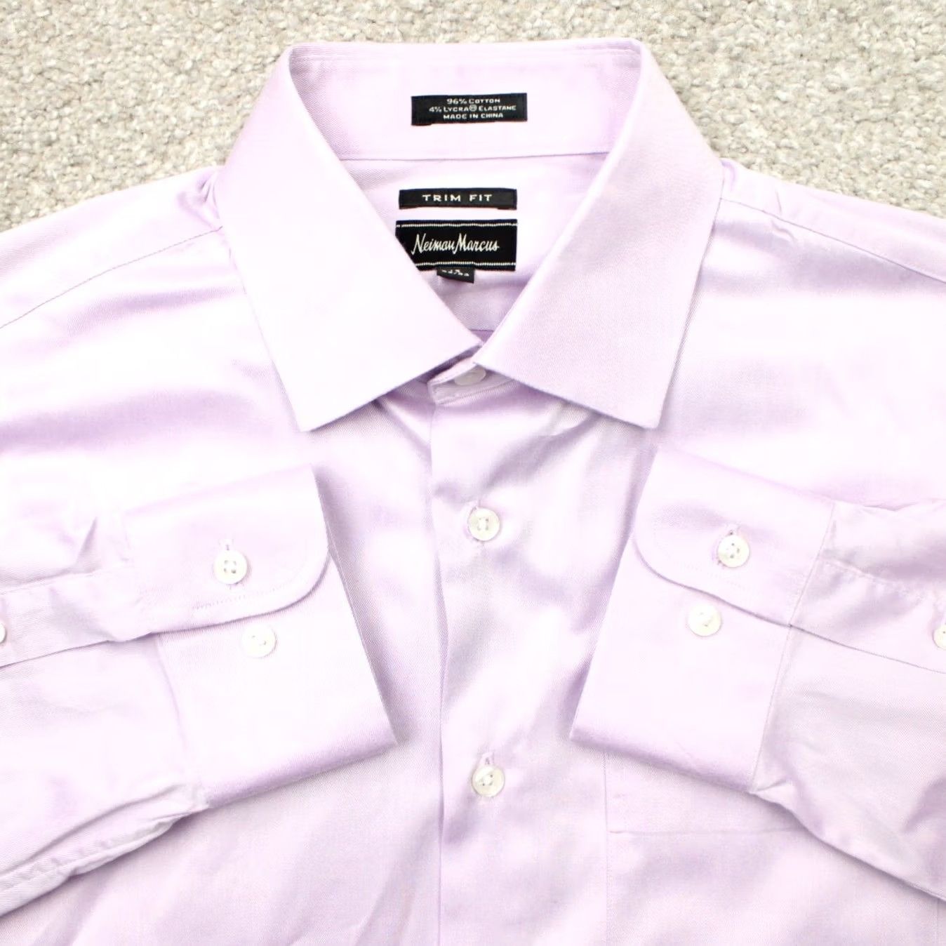 Neiman Marcus Neiman Marcus Dress Shirt Men 15, 32/33 Pink Trim Fit Cotton Stretch Long Sleeve Shirt Mens 15 32/33 Pink Stretch Solid Casual Business Size 40R - 2 Thumbnail