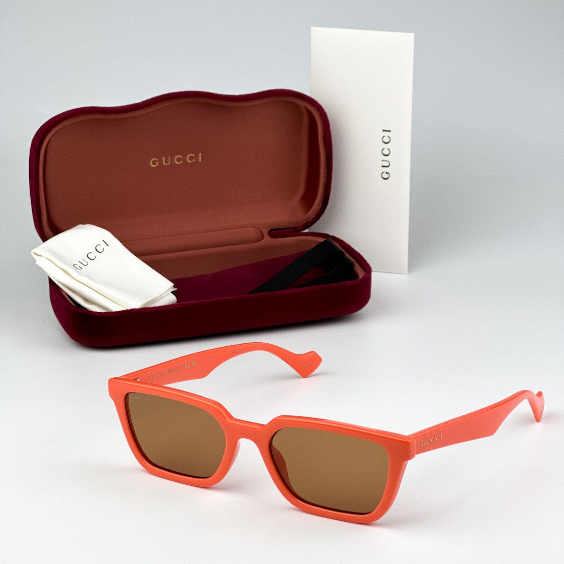 Gucci NEW Gucci GG1539S 004 Brown Unisex Rectangle Sunglasses Size ONE SIZE - 8 Thumbnail