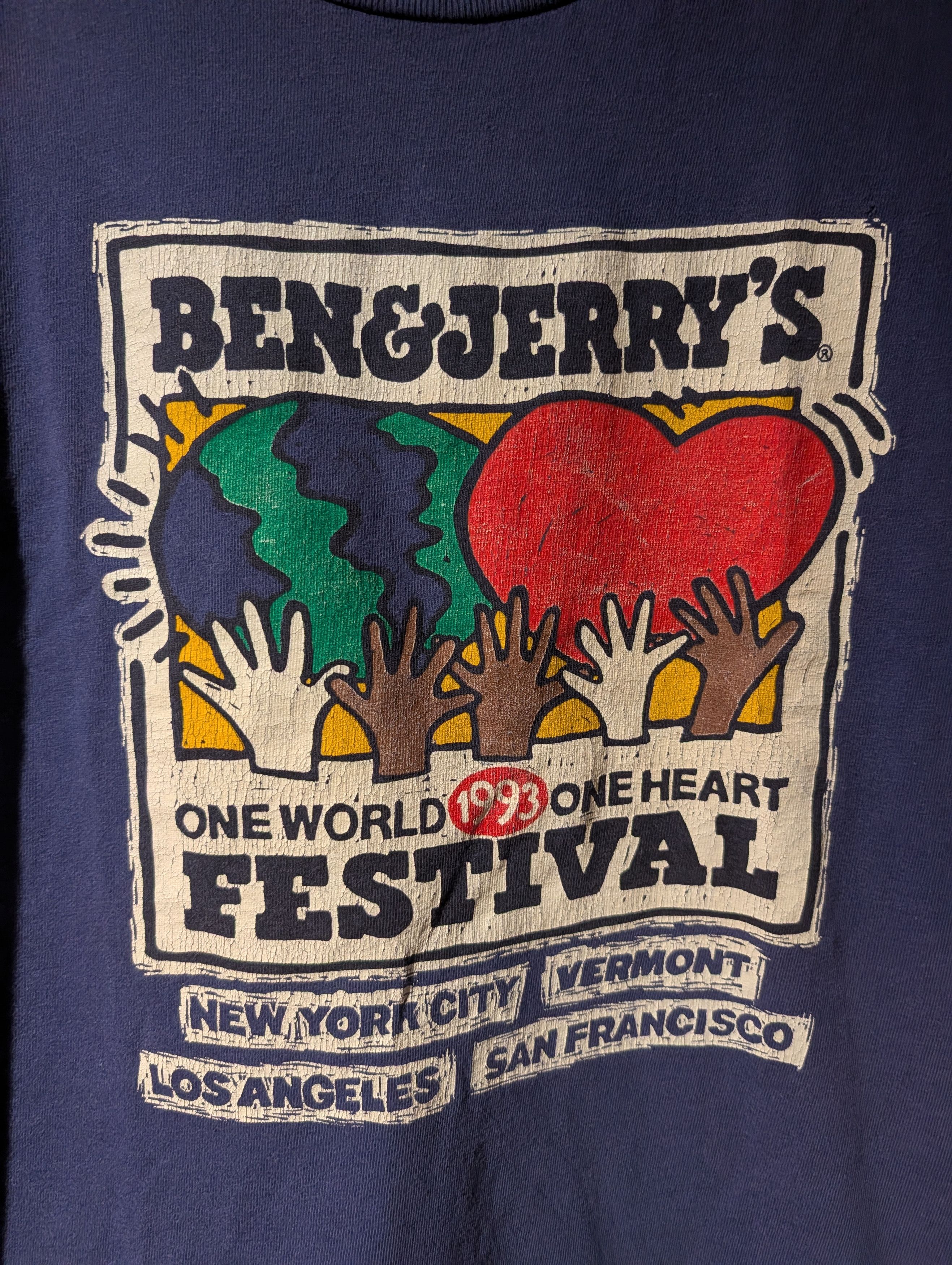 Band Tees Vintage 1993 Ben & Jerry's World One Heart Festival T-Shirt Size US L / EU 52-54 / 3 - 2 Thumbnail