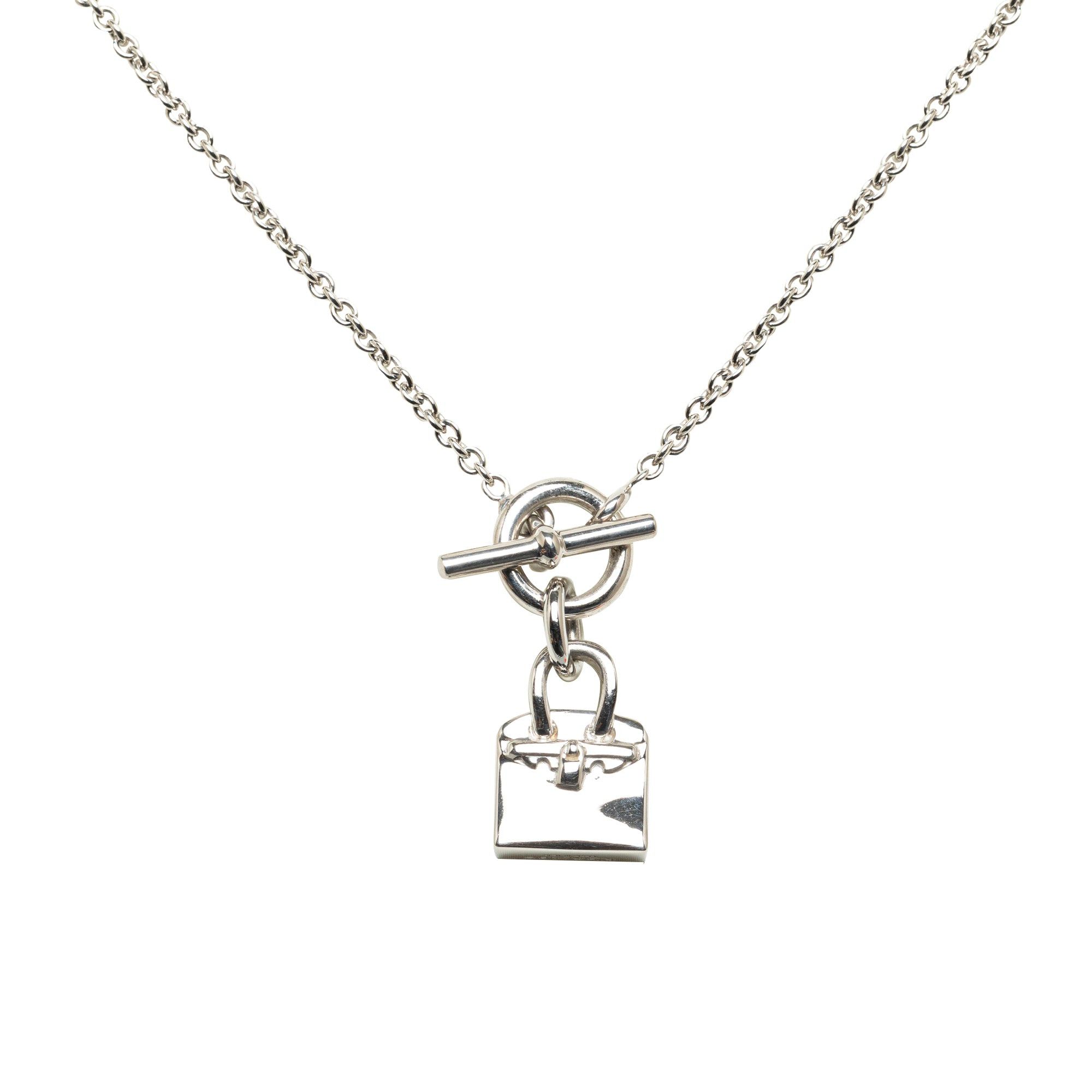 image of Hermes Amulettes Birkin Pendant Necklace Costume Necklace in Silver, Women's