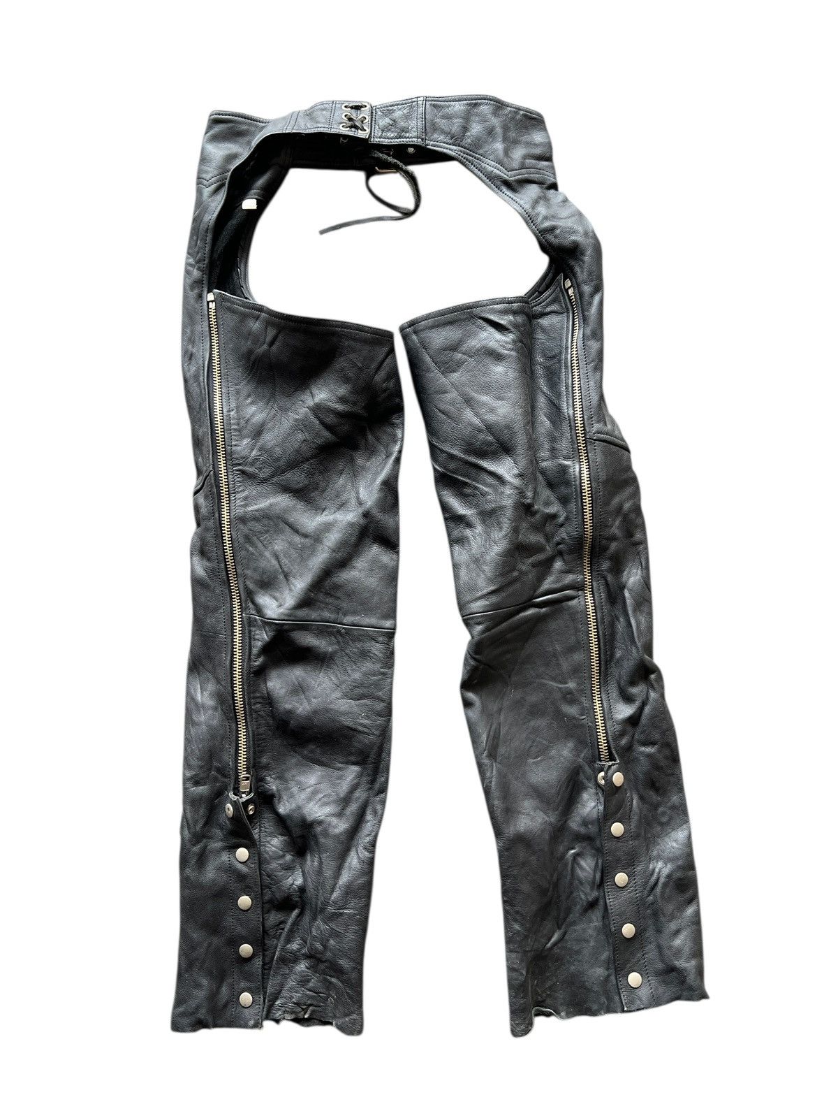 ICON Motorsports black genuine leather motorcycle chaps (Size 32-36) Size US 34 / EU 50 - 8 Thumbnail
