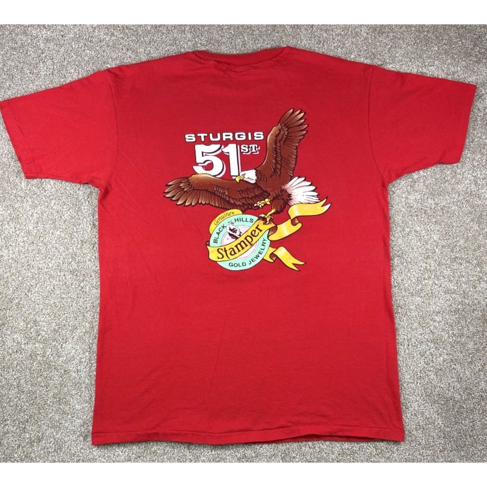Harley Davidson VINTAGE Harley-Davidson T-Shirt Red 90s Sturgis Black Hills Rally Logo Graphic Print Crew Neck Short Sleeve XL Men Size US XL / EU 56 / 4 - 2 Thumbnail