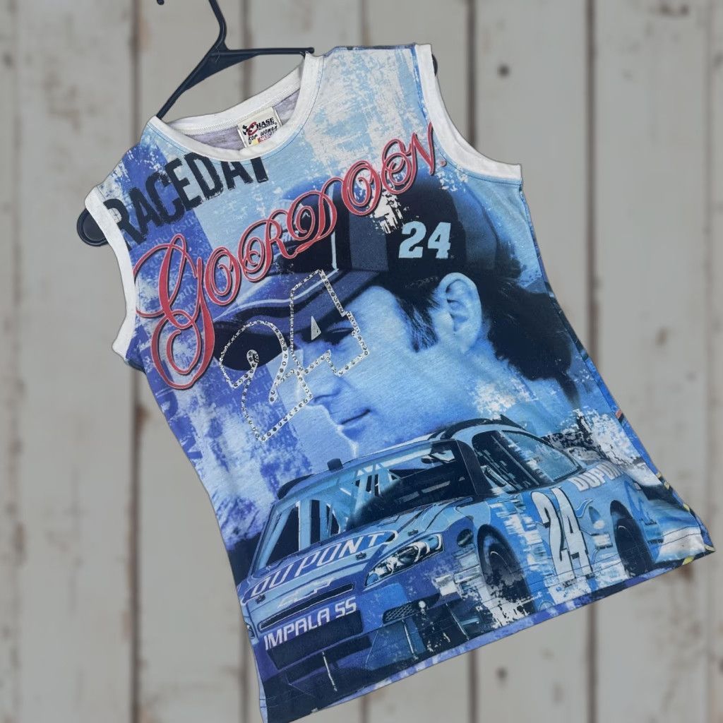 Chase Authentics Jeff Gordon NASCAR Shirt Womens Small Sleeveless Chase Authentics Race Car 24 | Tank Top | Blue | Graphic Rhinestone | Jersey | Sports Size S / US 4 / IT 40 - 1 Thumbnail
