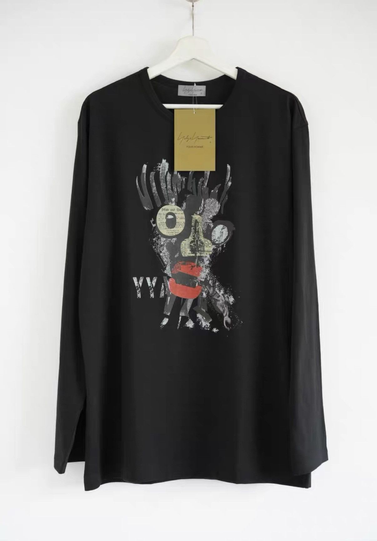 Yohji Yamamoto Yohji Yamamoto 24SS Newspaper Collage Long Sleeve T-shirt J4 Size US M / EU 48-50 / 2 - 1 Thumbnail