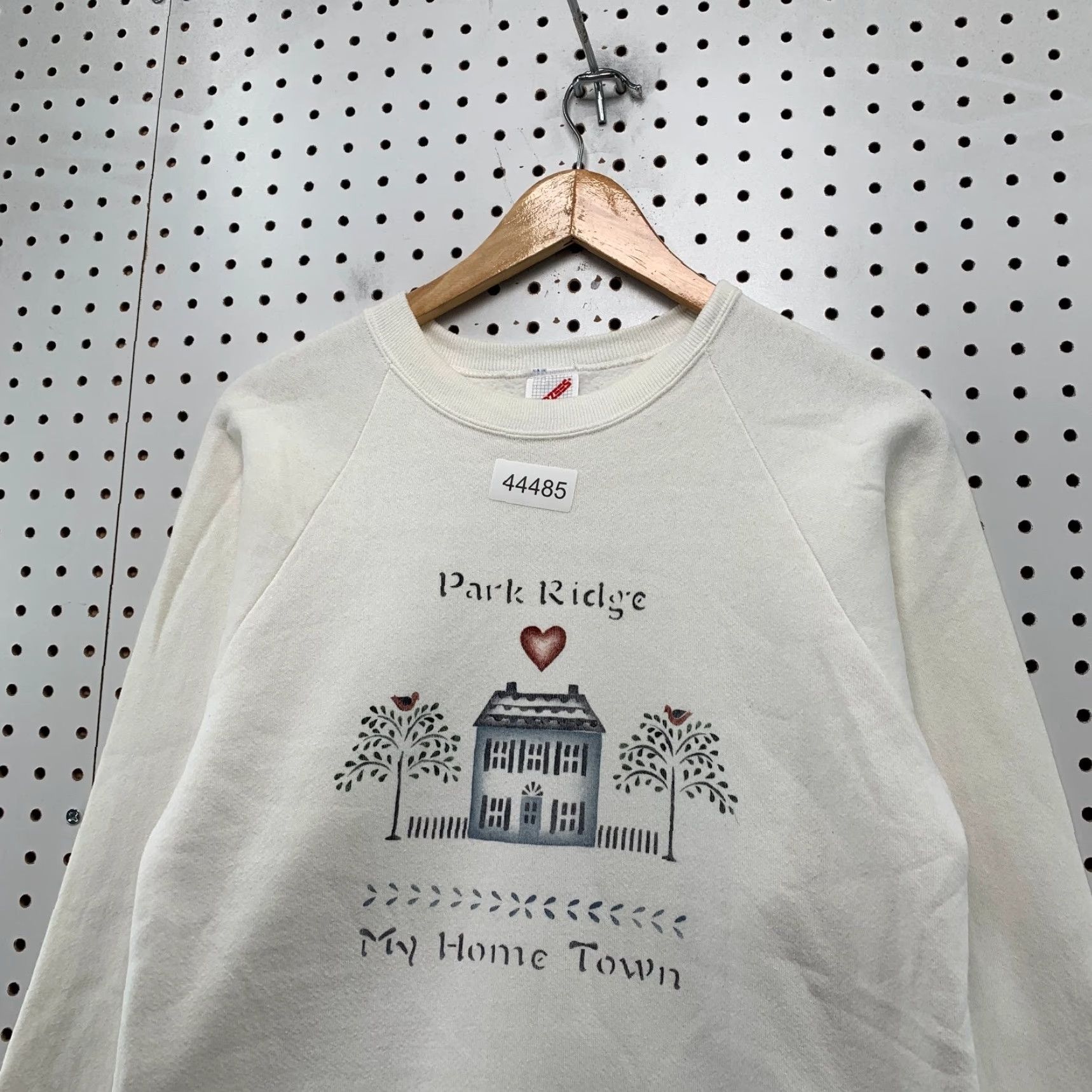 Jerzees VINTAGE Jerzees Park Ridge Sweatshirt Men M White 90s Graphic Pullover Crew Neck Mindful My Home Town USA Made Size US M / EU 48-50 / 2 - 3 Thumbnail