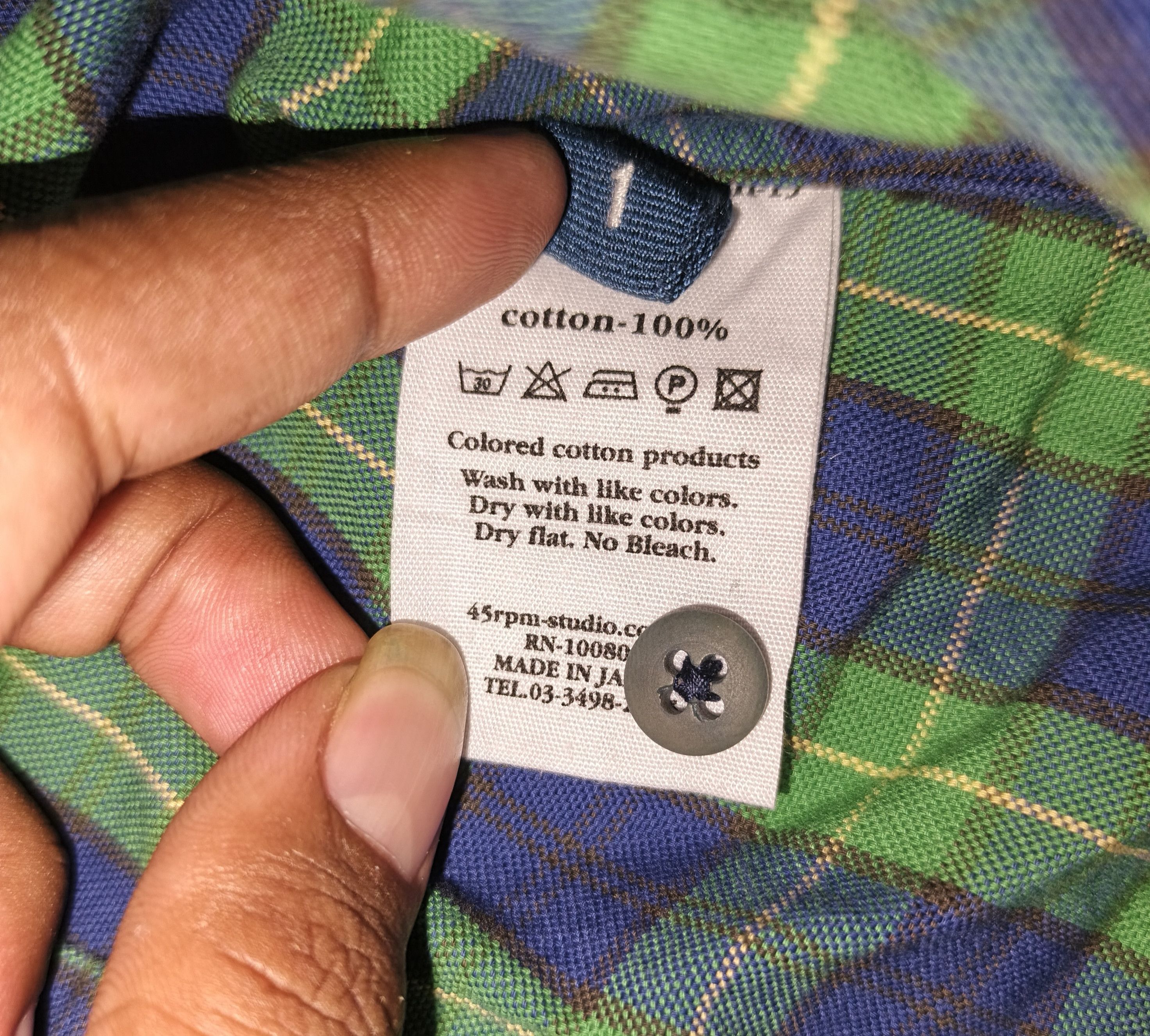45rpm 45rpm Green & Blue Plaid Longsleeve Shirt Size M / US 6-8 / IT 42-44 - 10 Thumbnail