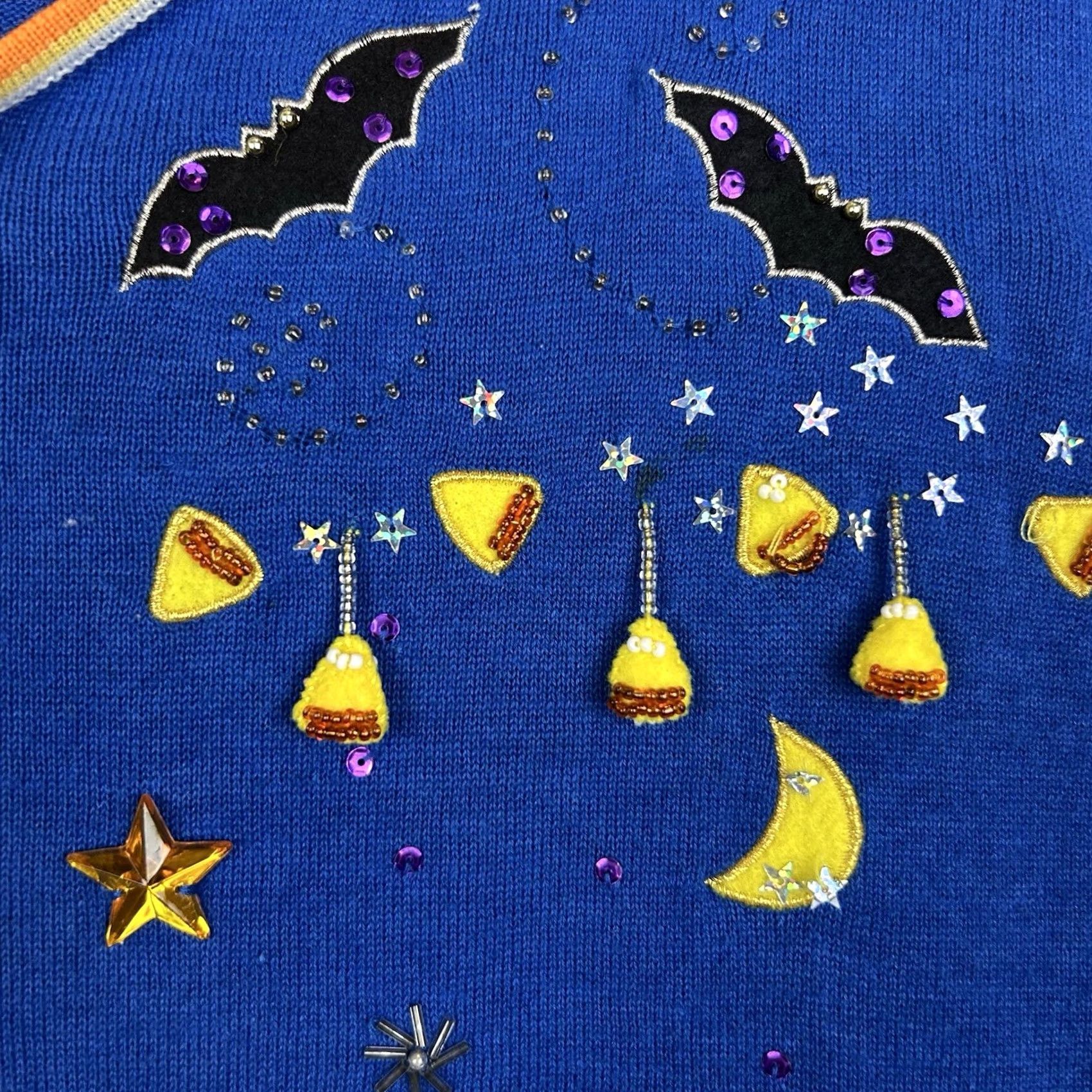 Vintage VINTAGE Jack B Quick Halloween Embroidered Cardigan Sweater Womens M Blue Ghost Knit Casual Fall 21.5" 19" Ramie Cotton Rayon Acrylic Size M / US 6-8 / IT 42-44 - 4 Thumbnail