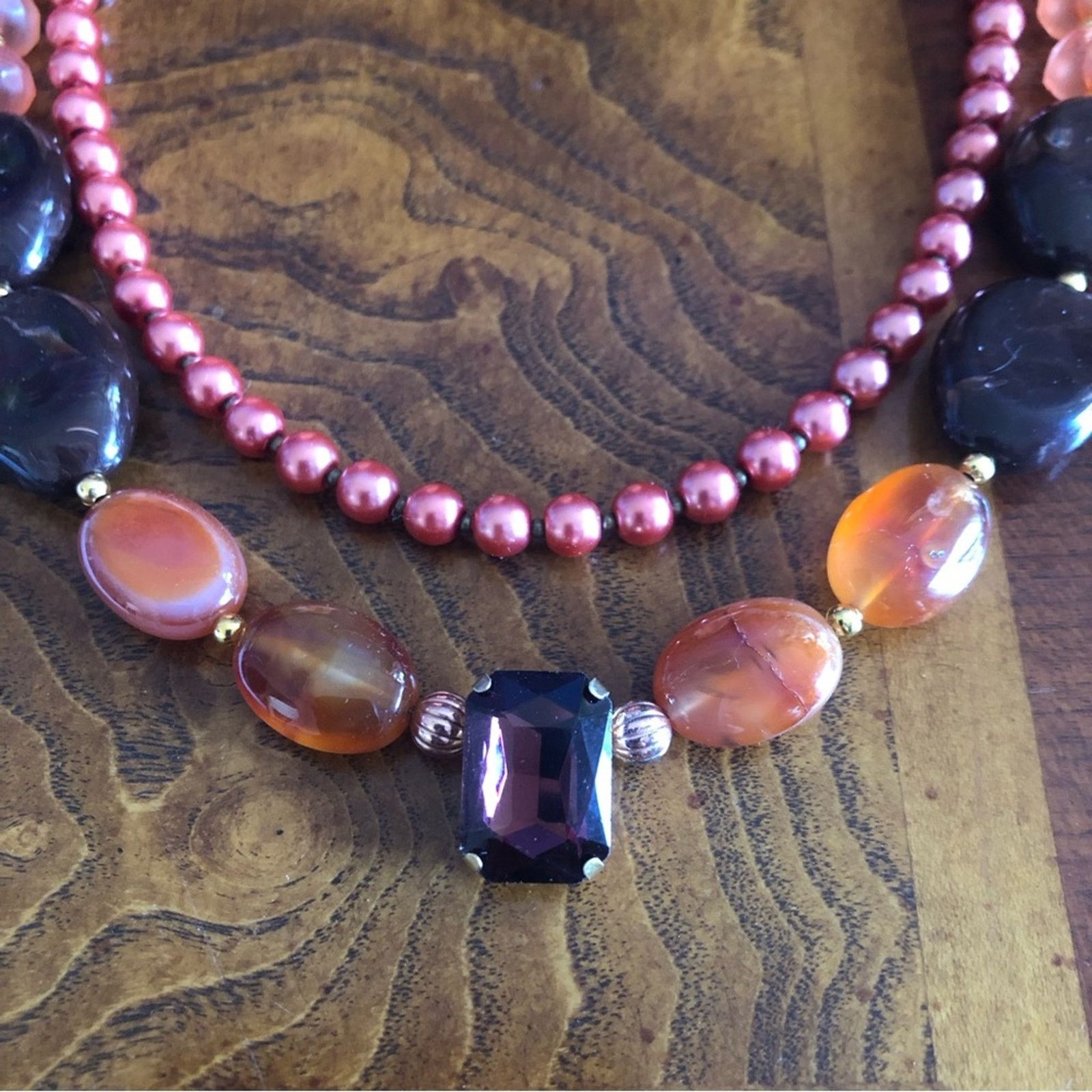 Handmade Handcrafted repurpose double strand carnelian necklac Size ONE SIZE - 9 Thumbnail