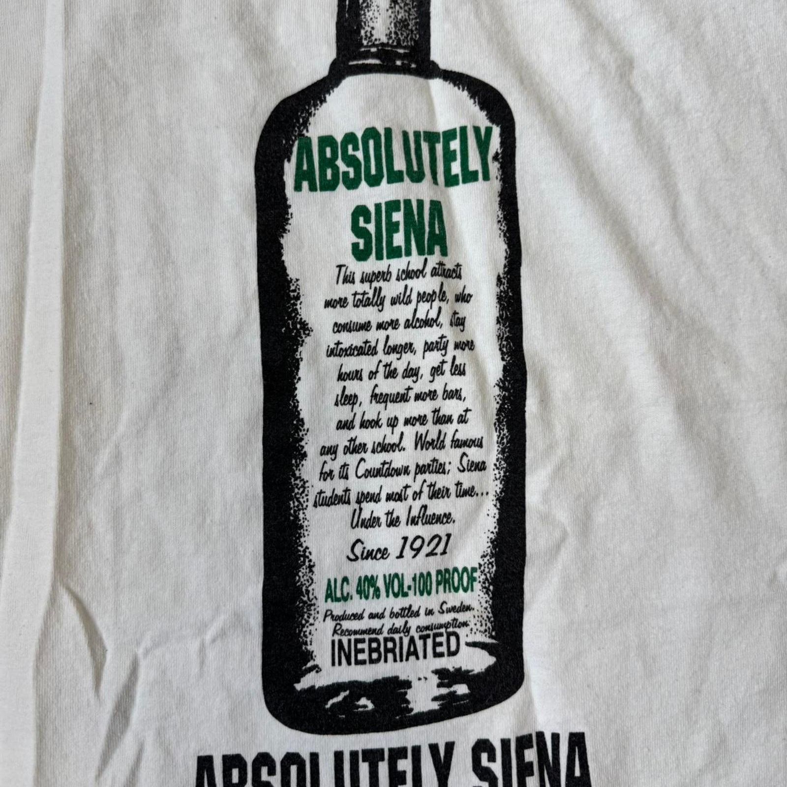Vintage VIntage y2k Absolutely Siena College Vodka white t-shirt Size US XL / EU 56 / 4 - 5 Thumbnail