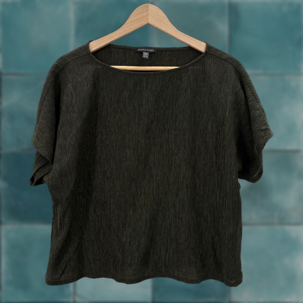 Eileen Fisher Eileen Fisher Blouse Womens XS Green Knit Boat Neck Dolman Sleeve Top Size XS / US 0-2 / IT 36-38 - 1 Thumbnail