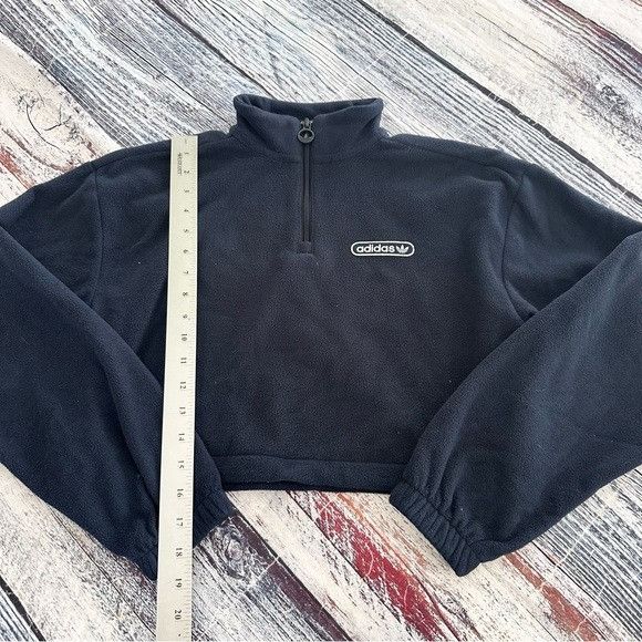 Adidas Adidas Athletic League Fleece Pullover Crop Top Womens Navy Size XS / US 0-2 / IT 36-38 - 9 Thumbnail