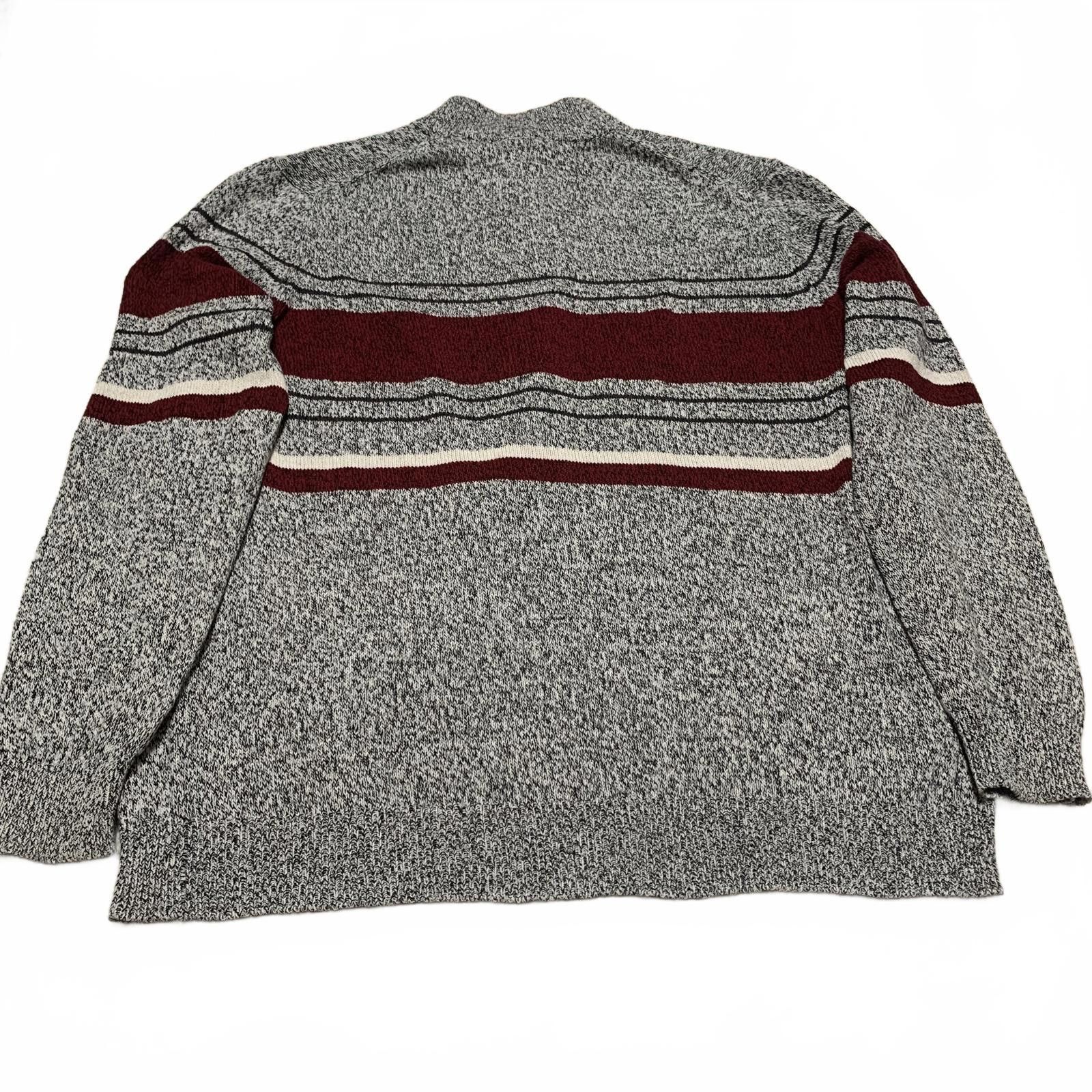 Croft & Barrow Croft & Barrow Men's XL Gray Burgundy Striped Sweater Cotton Size US XL / EU 56 / 4 - 2 Thumbnail