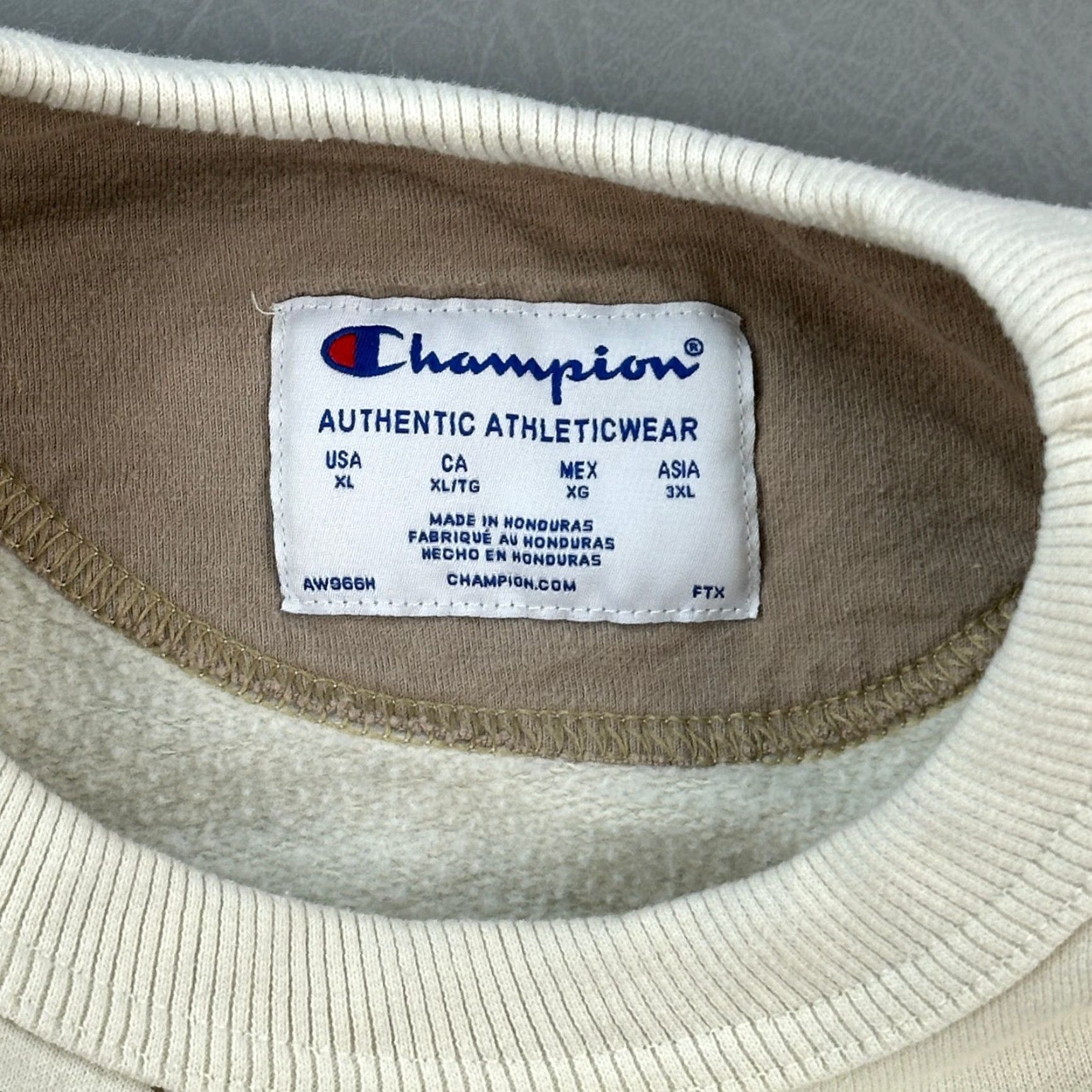 Champion Champion Sweatshirt Mens XL Cream All Over Logo Print Crewneck Pullover Size US XL / EU 56 / 4 - 5 Thumbnail