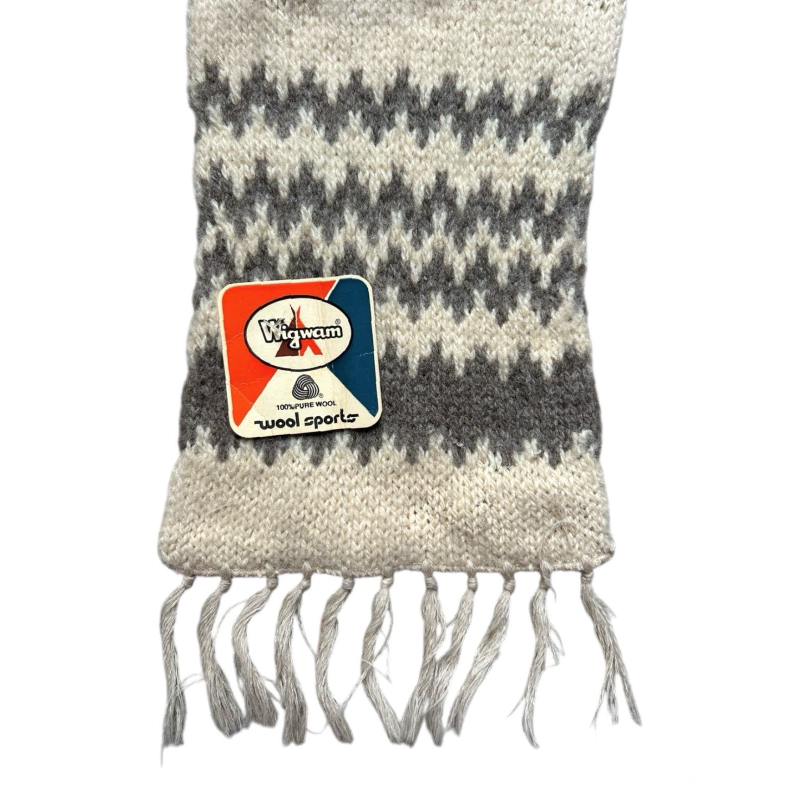 Vintage VINTAGE Wigwam Scarf Wool Winter White 80s Deadstock NWT Made in USA Mens One Size Fringe Size ONE SIZE - 4 Thumbnail