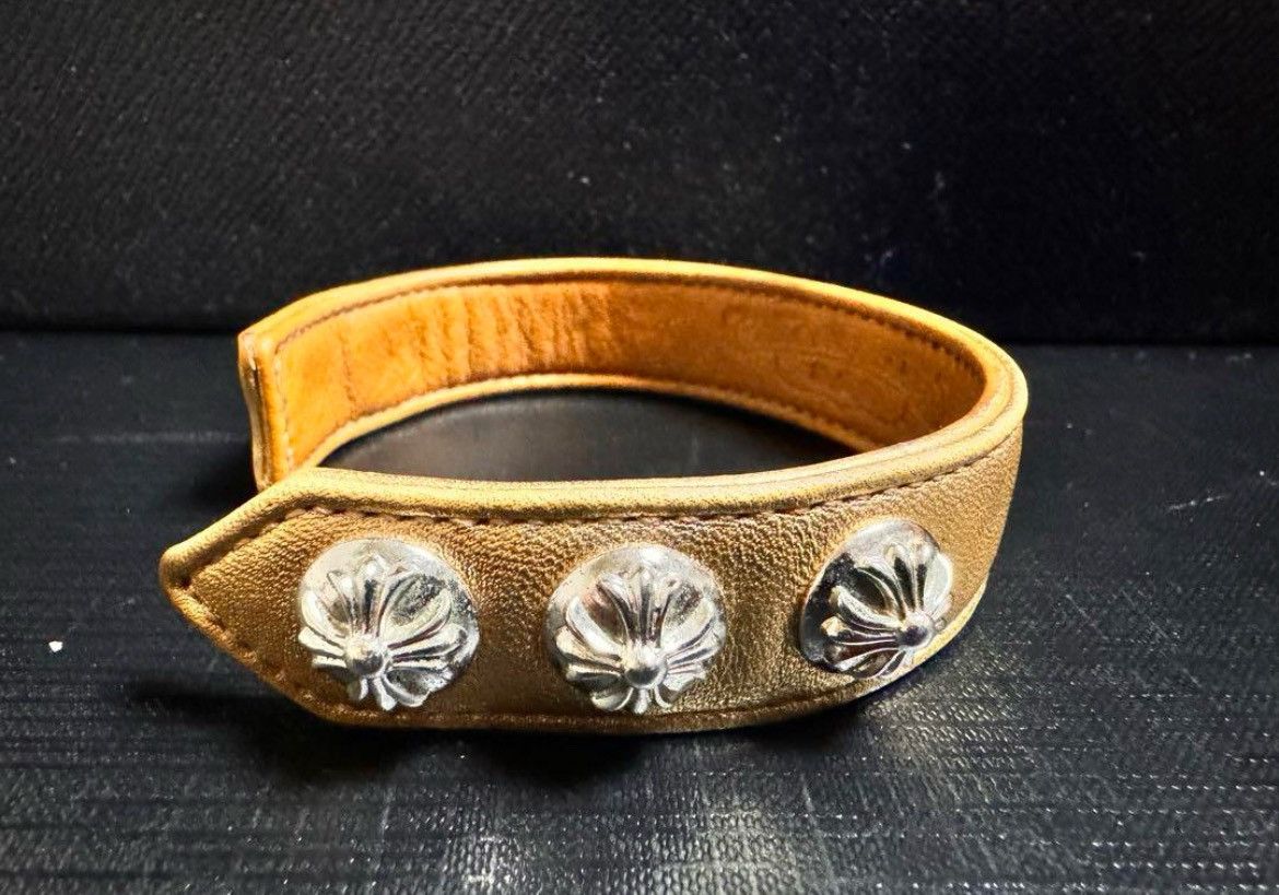 Chrome Hearts Chrome Hearts cross gold leather bracelet Size ONE SIZE - 1 Thumbnail