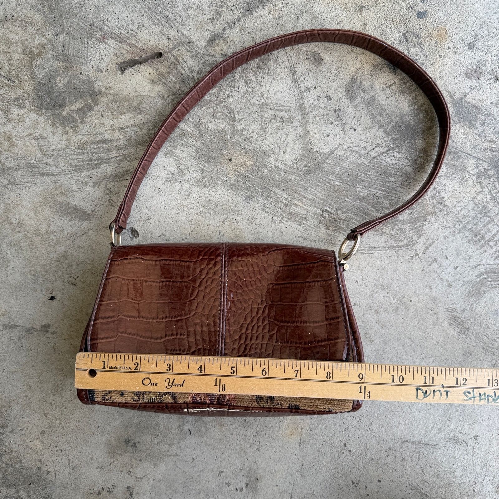 Liz Claiborne Vintage y2k Brown Faux Croc and Floral Tapestry Shoulder Bag Size ONE SIZE - 7 Thumbnail