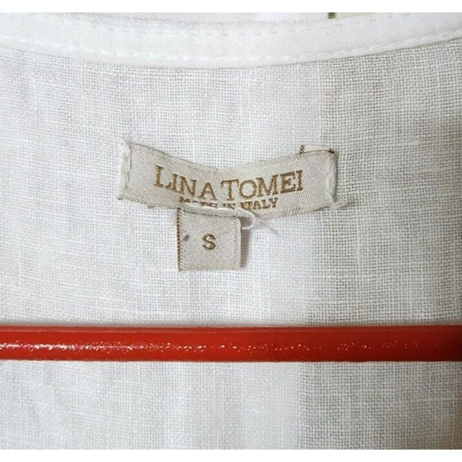 Vintage Lina Tomei Womens Blouse Tank Top Linen Beaded Sleeveless White S Size S / US 4 / IT 40 - 4 Thumbnail